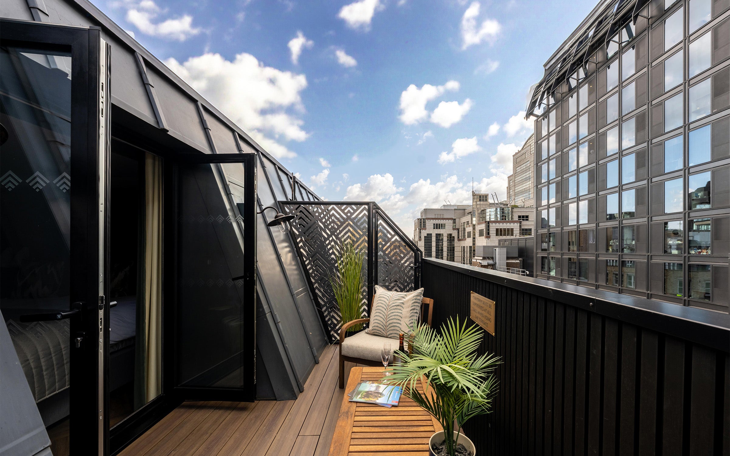 NeoTimber Woodgrain Effect Aluminium Deck Board - Walnut roof terrace