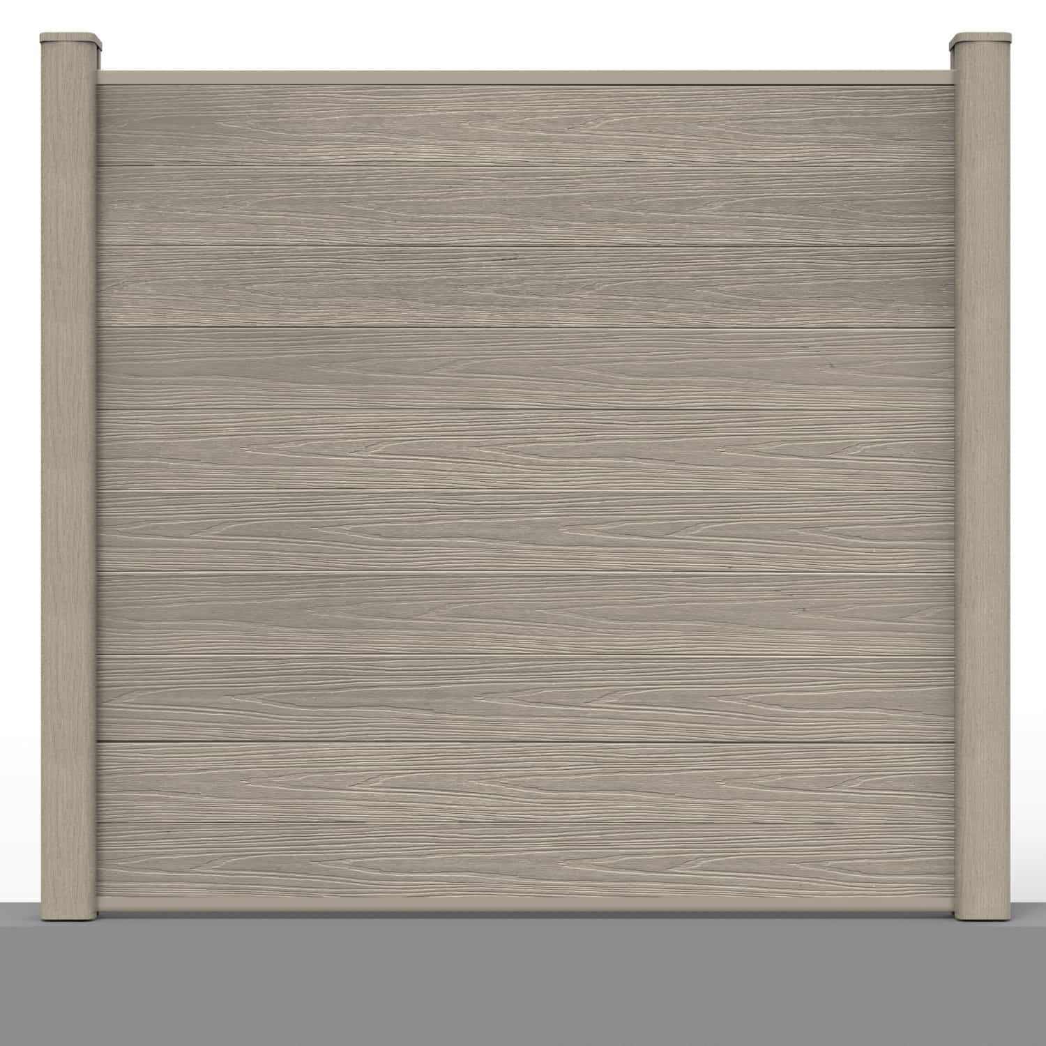 Deluxe composite fence panel set in antique with hard ground post inserts