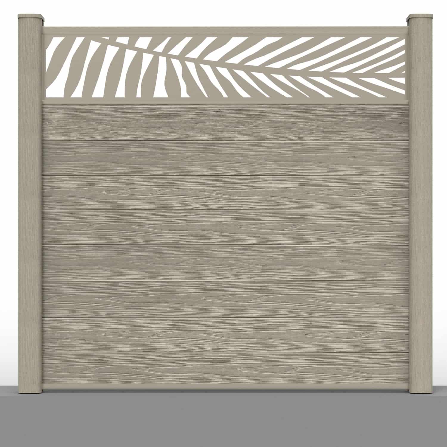 Deluxe composite fence panel set - leaf design in antique with hard ground post inserts