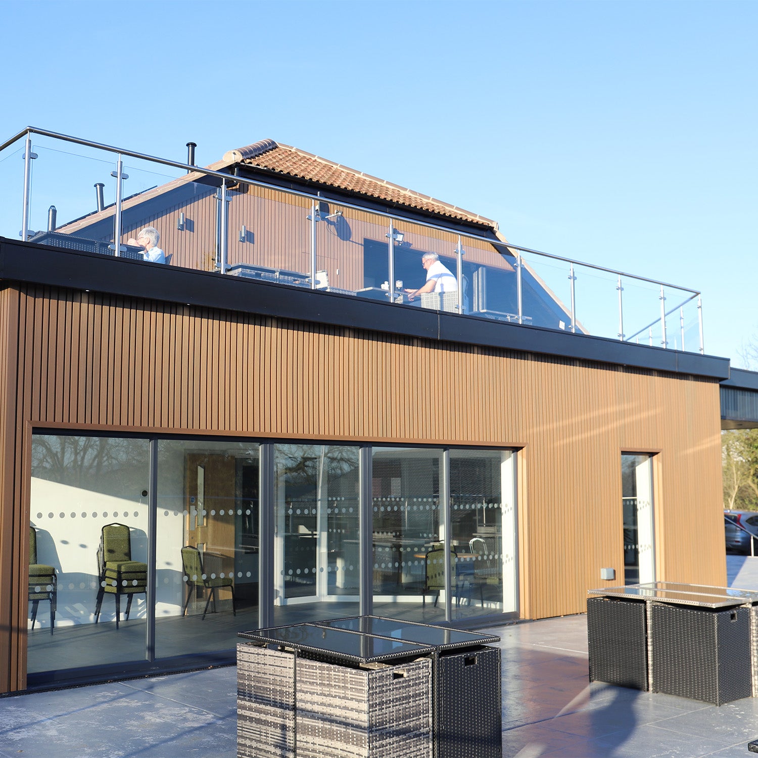 Board & Batten Slatted Composite Cladding Board - Teak installation