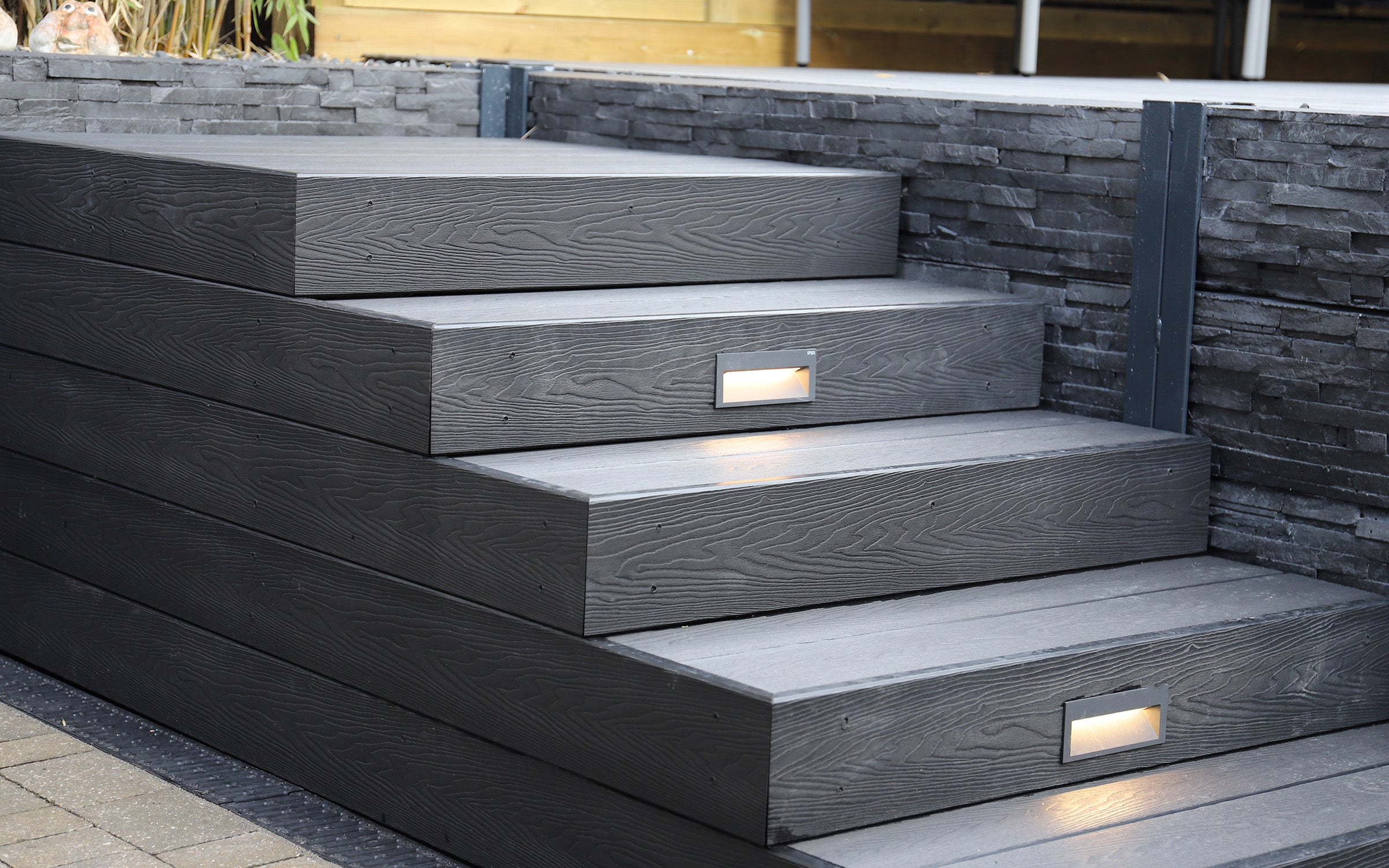 Charcoal classic composite decking steps