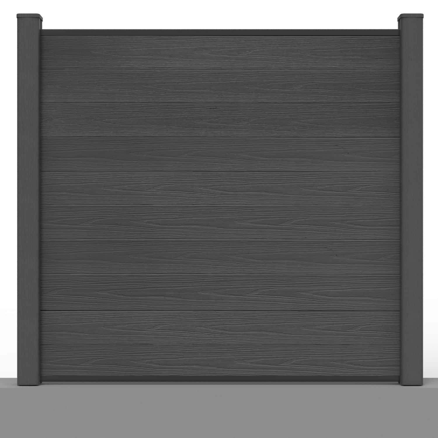 Deluxe composite fence panel set in charcoal with hard ground post inserts
