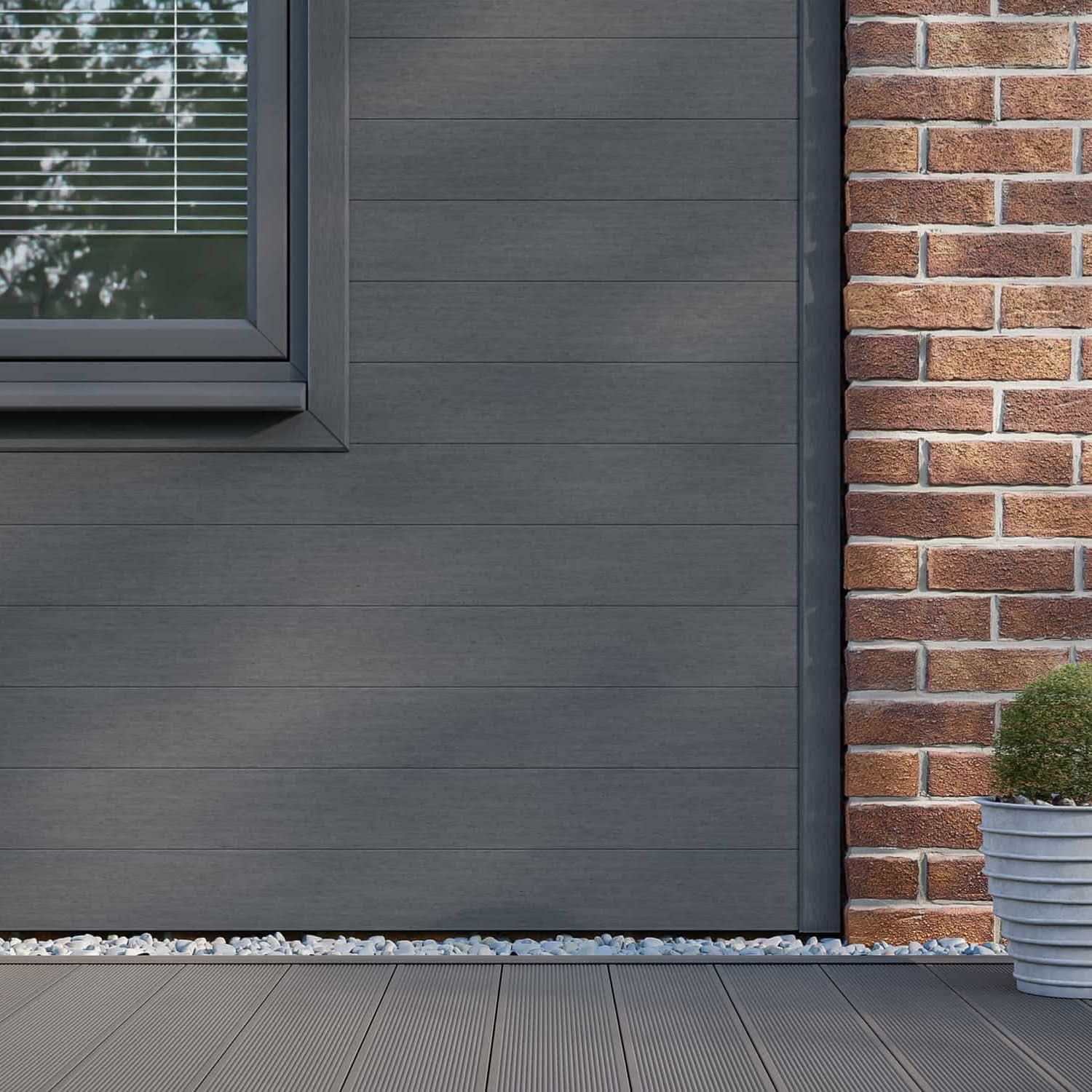 NeoTimber Classic Composite Cladding Board – Charcoal –  Lifestyle Cladding View