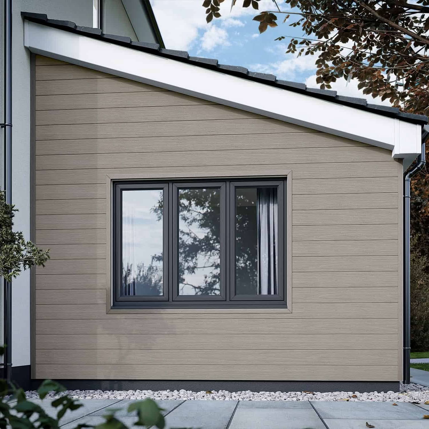 NeoTimber Deluxe Brushed Composite Cladding Boards – Antique – Lifestyle Deck View