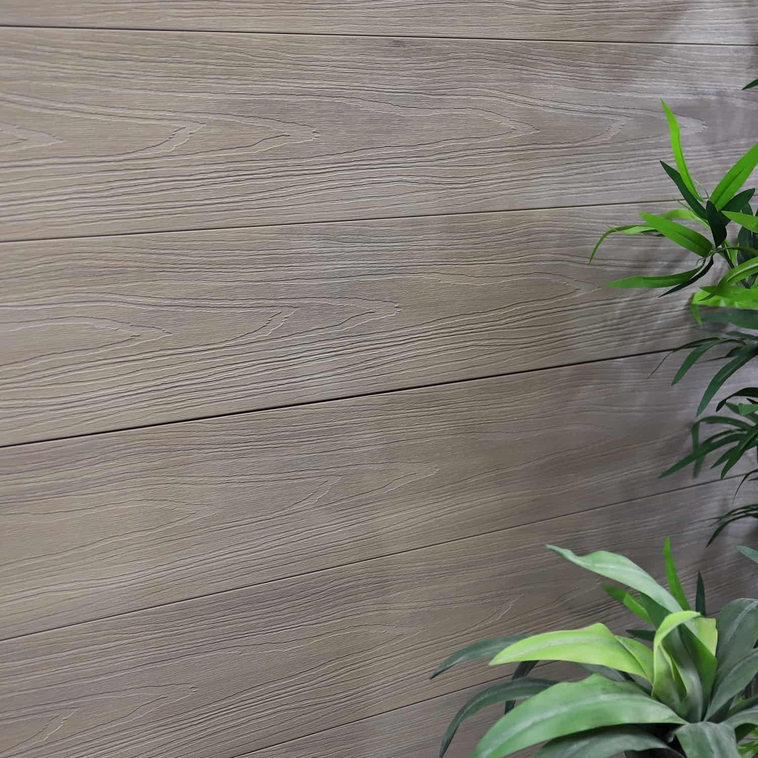 NeoTimber Deluxe Composite Fence Panel Set With Leaf Design - Woodgrain or brushed finishes