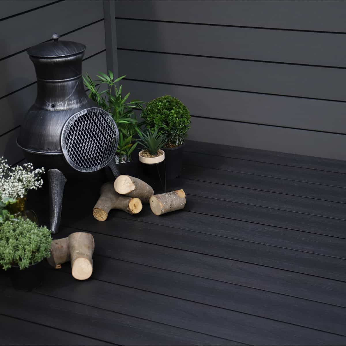 NeoTimber Deluxe Solid Composite Decking – Charcoal – Lifestyle Deck View