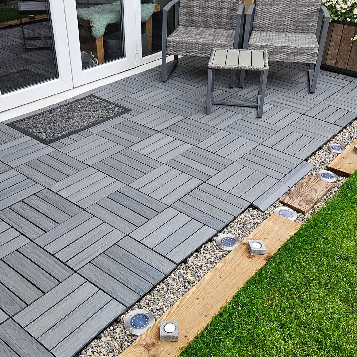Deluxe composite deck tiles - low maintenance solution