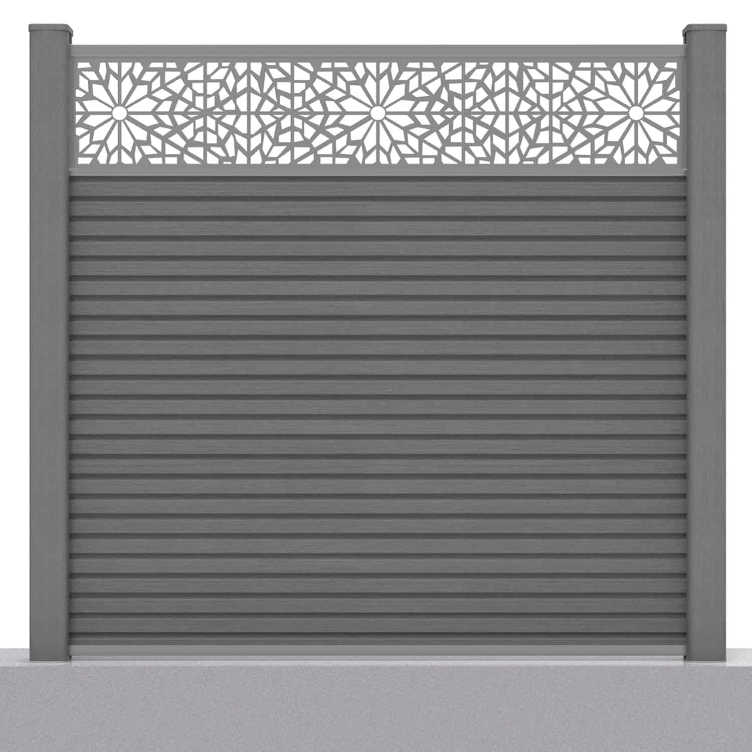 slatted composite fence panel set geometric design
