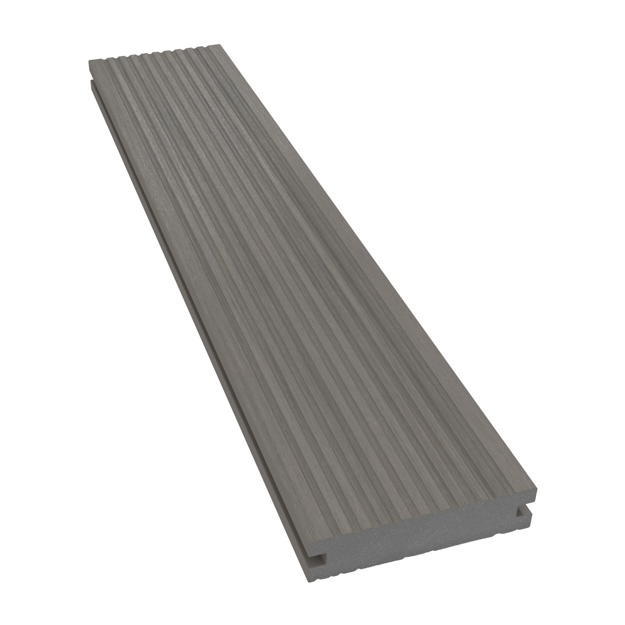 NeoTimber Deluxe Narrow Composite Decking Board – Antique – Angled Close Up - Grooved