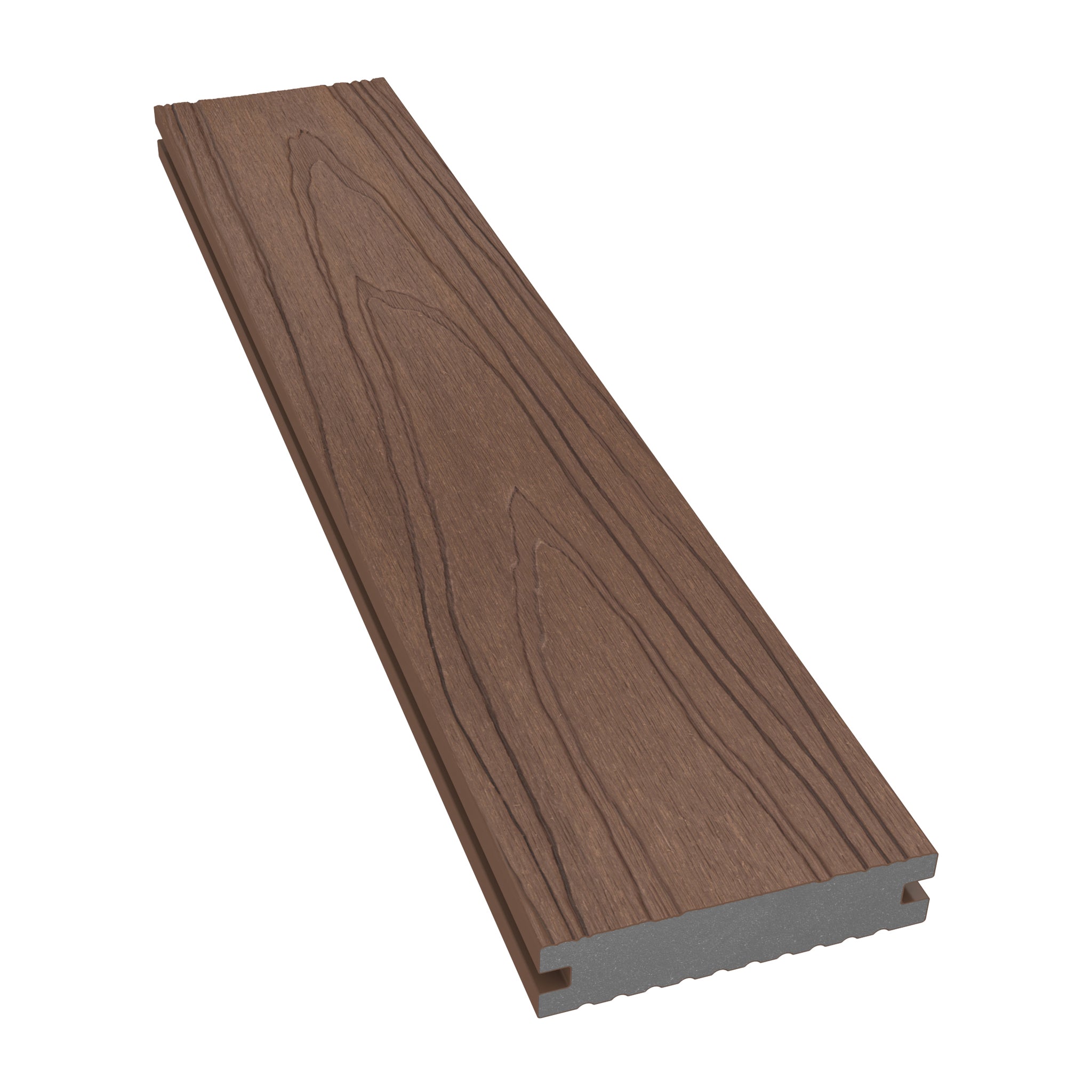 NeoTimber Deluxe Narrow Composite Decking Board – Teak – Angled Close Up