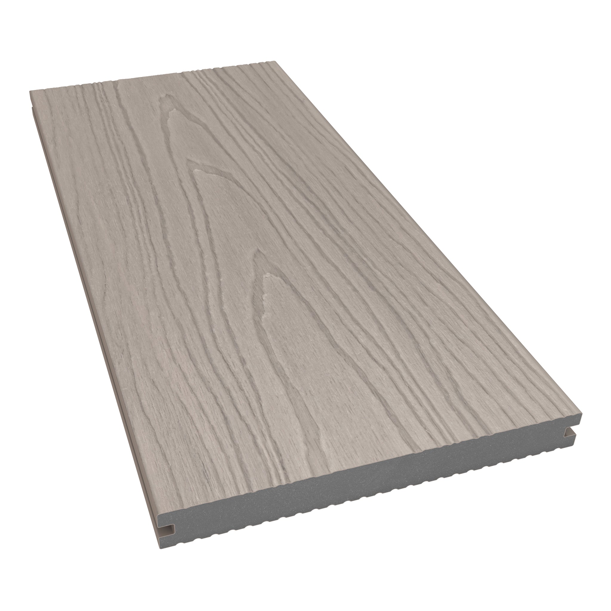 NeoTimber Deluxe Wide Composite Decking Board – Ash White – Angled Close Up