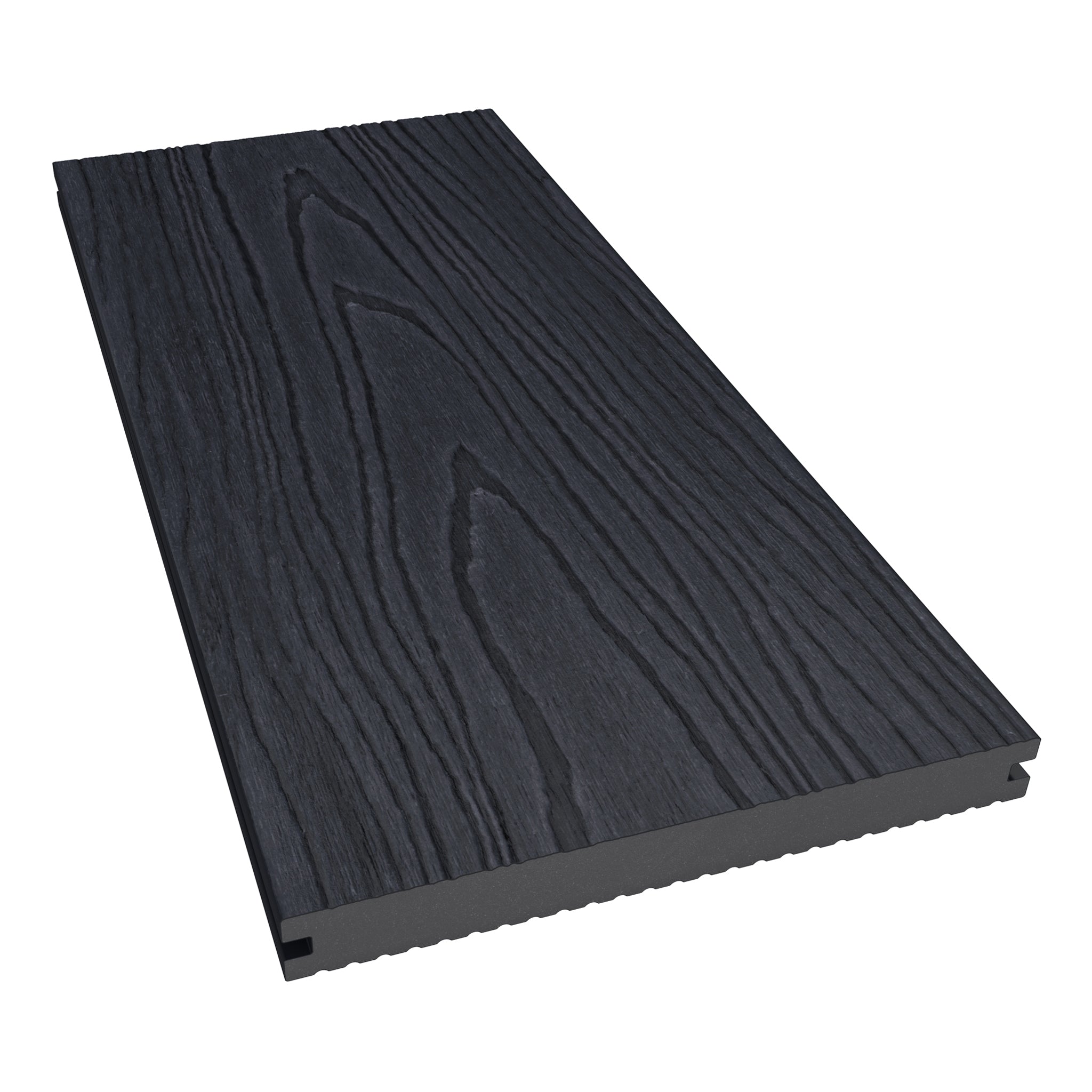 NeoTimber Deluxe Wide Composite Decking Board – Charcoal – Angled Close Up
