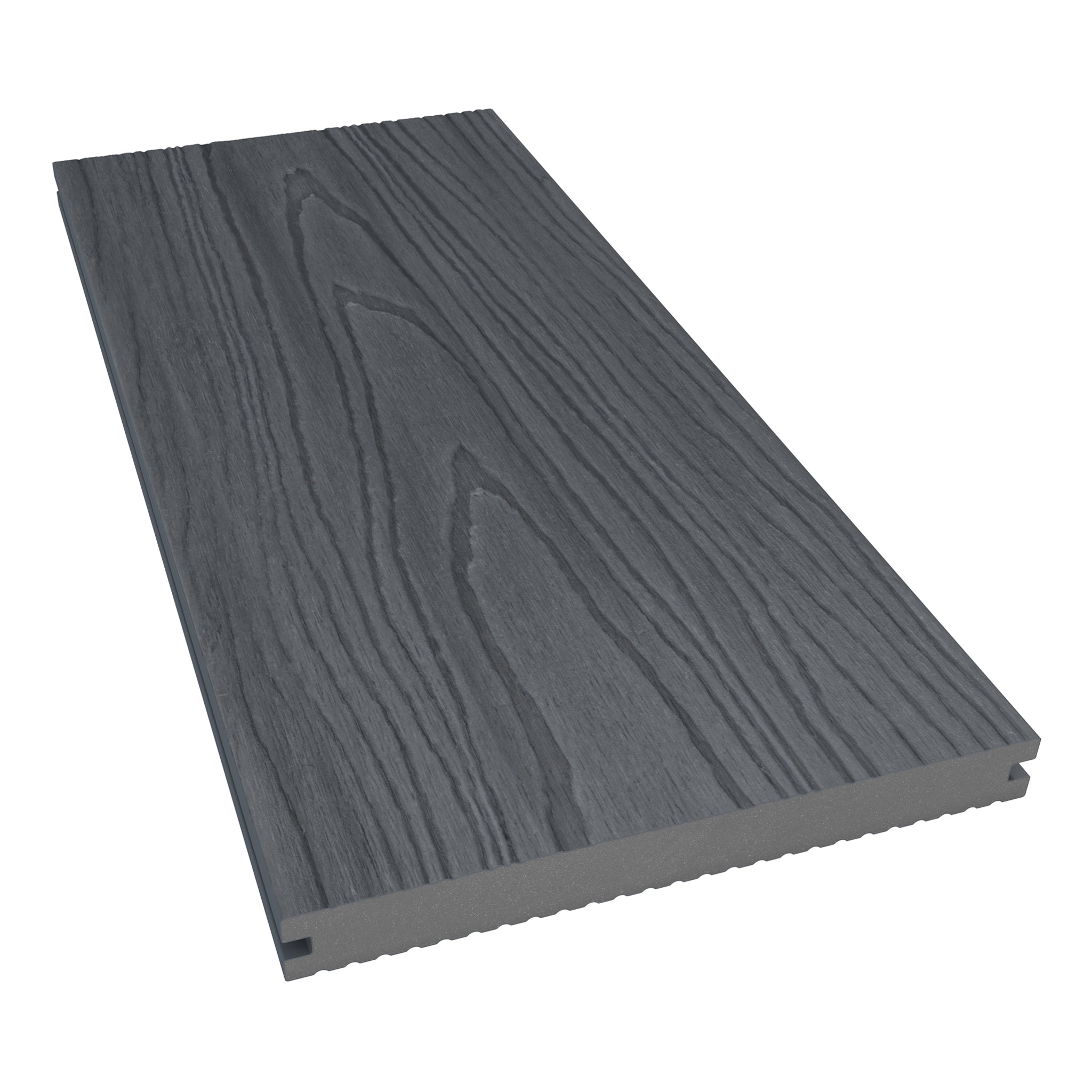 NeoTimber Deluxe Wide Composite Decking Board – Grey – Angled Close Up
