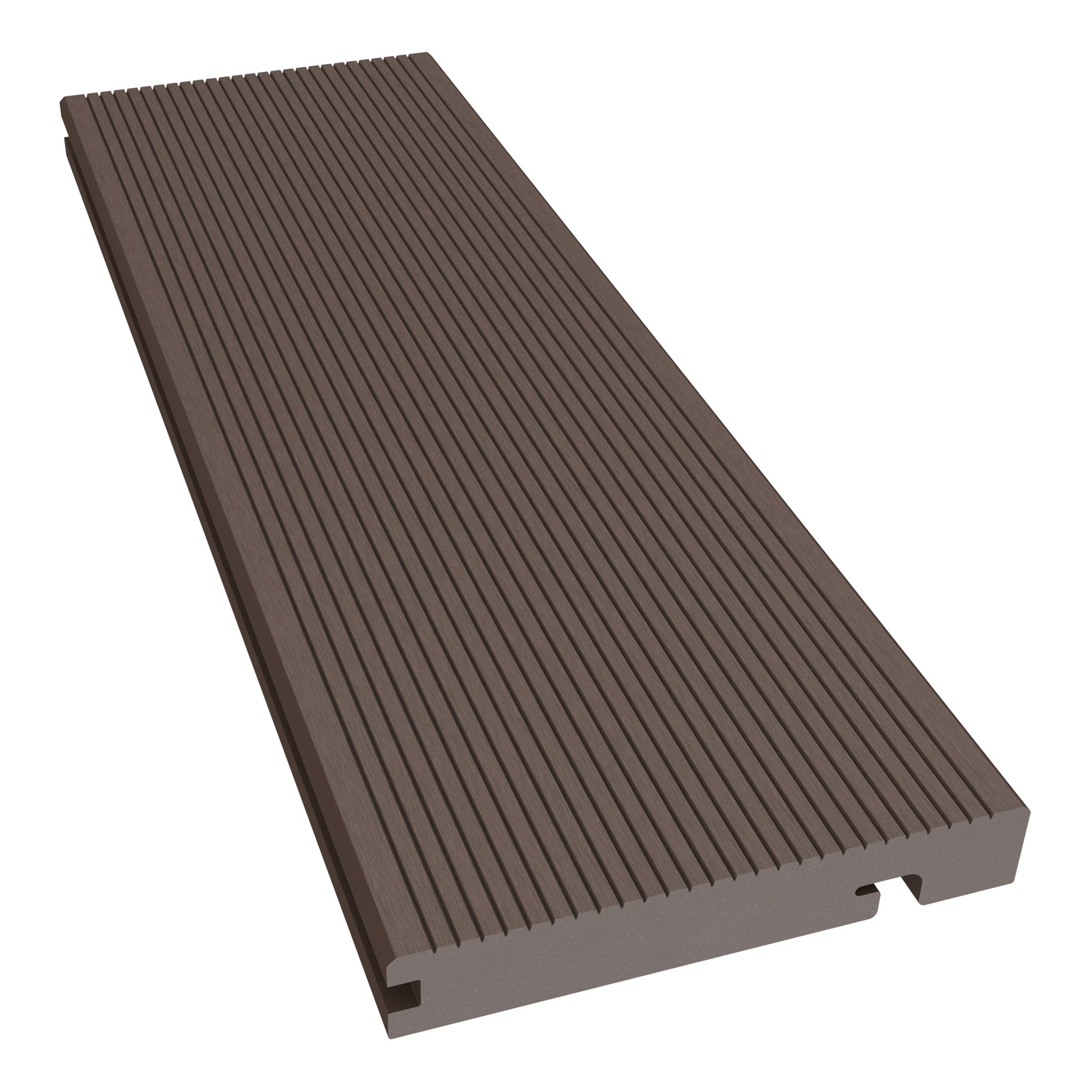 NeoTimber Classic Grooved Composite Decking Edge Board – Chocolate – Angled Close-Up