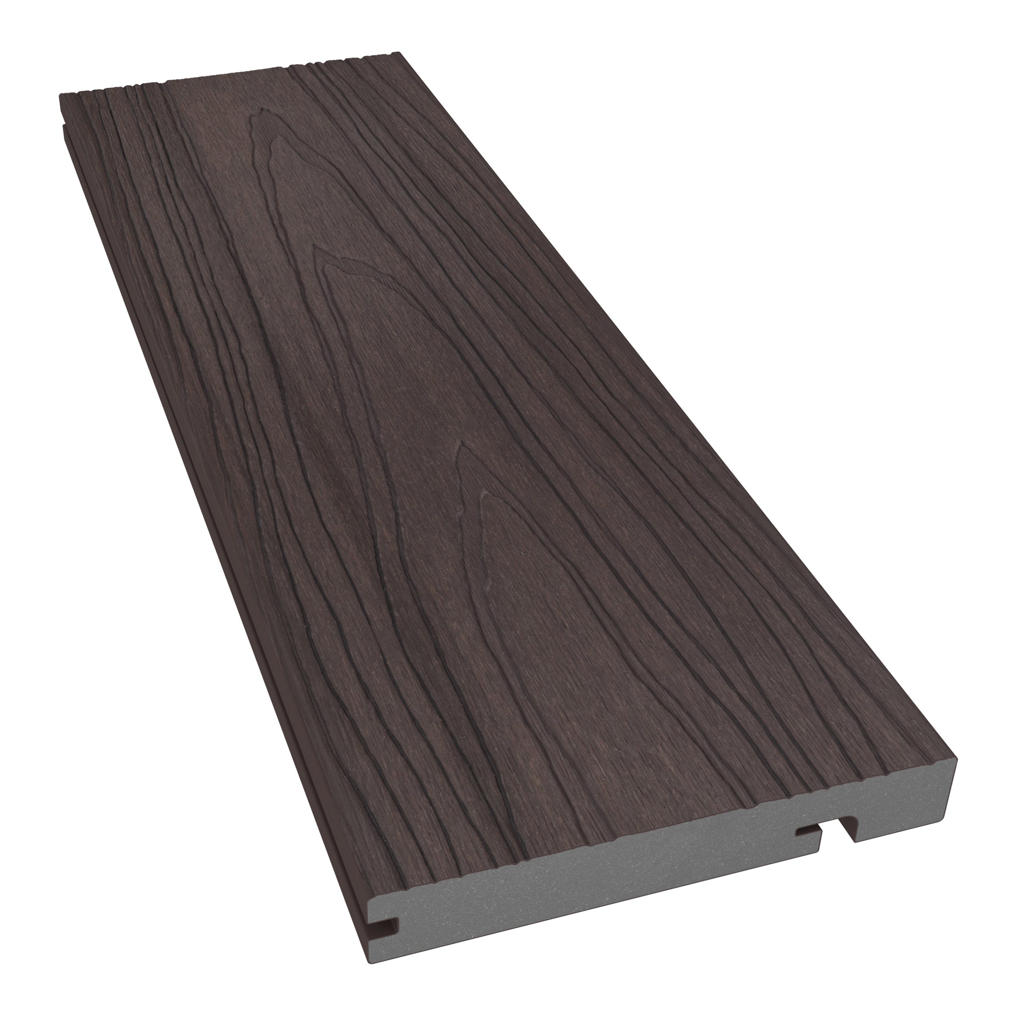 NeoTimber Deluxe Woodgrain Composite Decking Edge Board – Charcoal –  Angled Close Up
