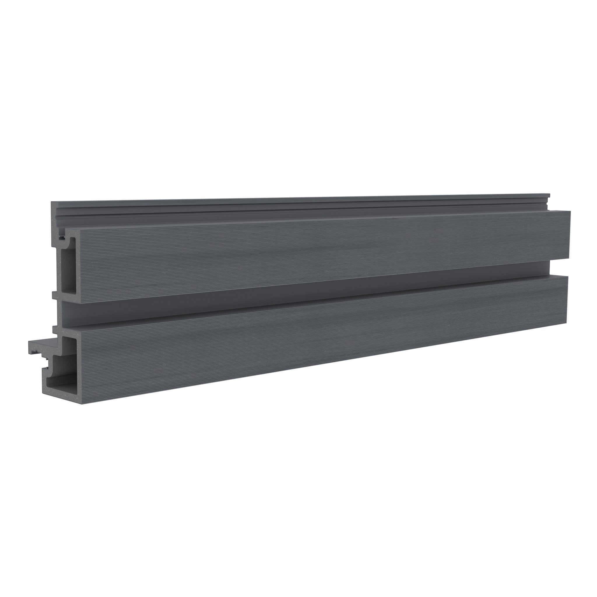 NeoTimber Slatted Composite Cladding External Corner Trim – Grey – Angled Close Up