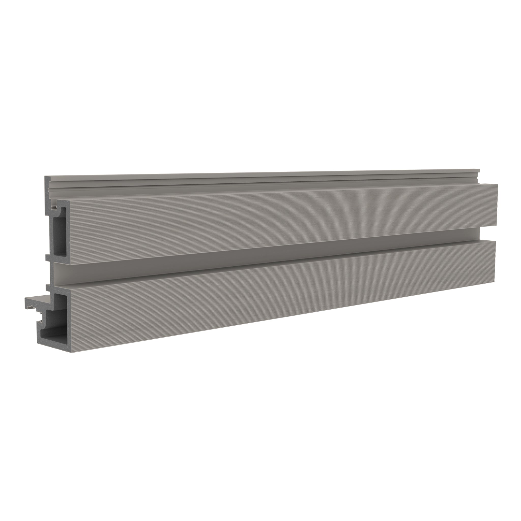 NeoTimber Slatted Composite Cladding External Corner Trim – Silver Birch – Angled Close Up