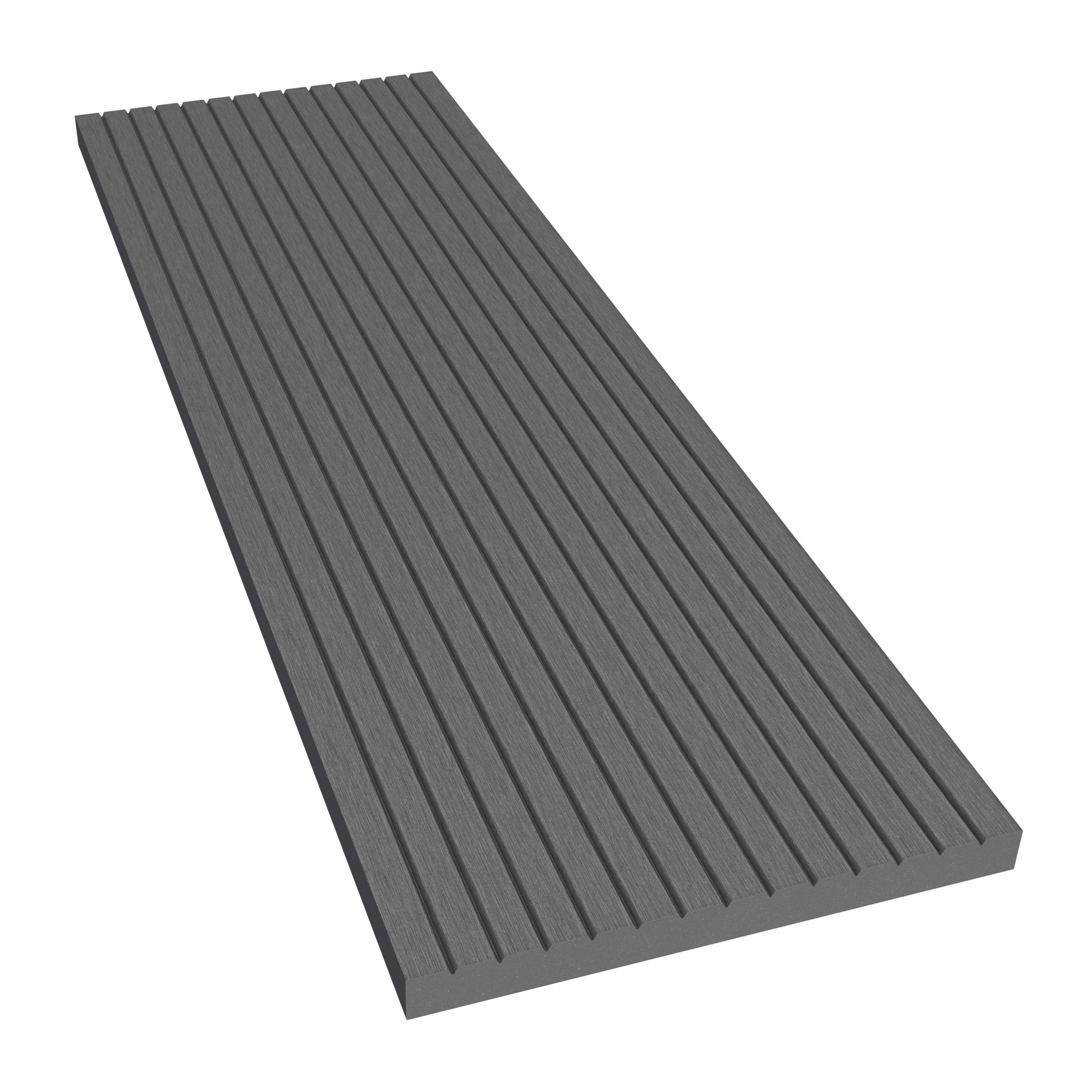 NeoTimber Classic Composite Decking Fascia Board– Grey – Angled Close Up - Grooved