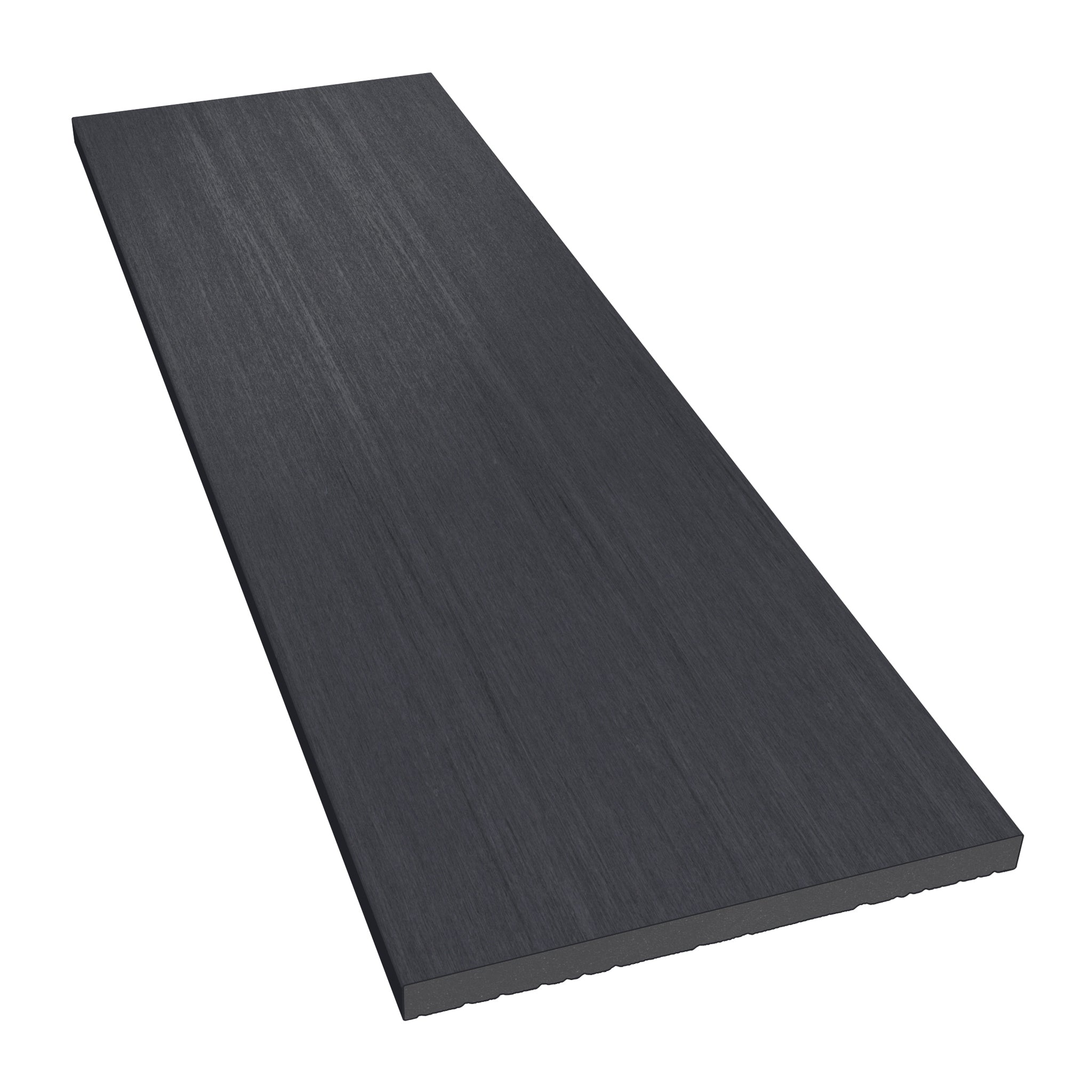 NeoTimber Deluxe Composite Decking Fascia Board – Charcoal– Angled Close Up - Reversed 