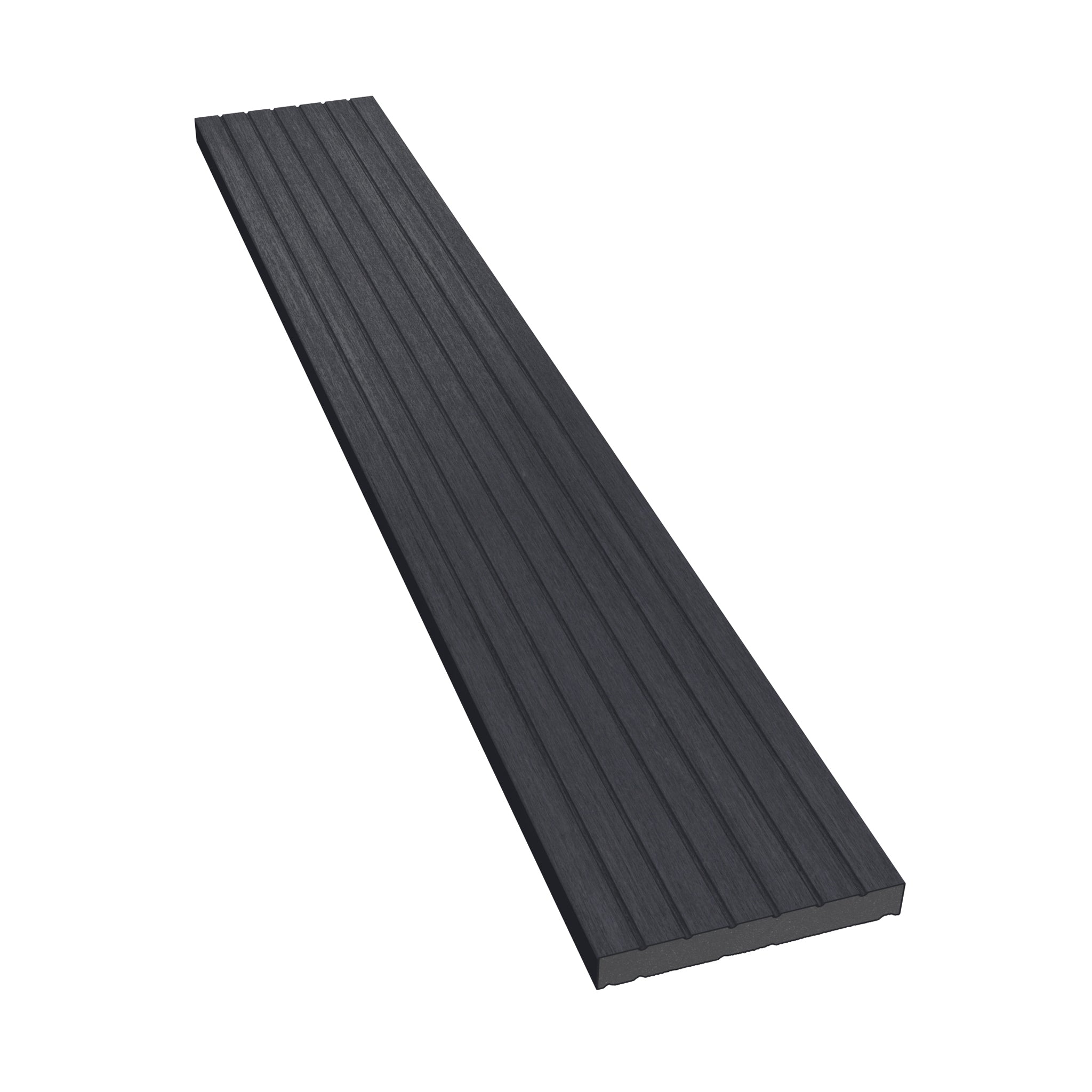 NeoTimber Deluxe & Slatted Composite Cladding Skirting Trim – Charcoal – Angled Close Up - Grooved