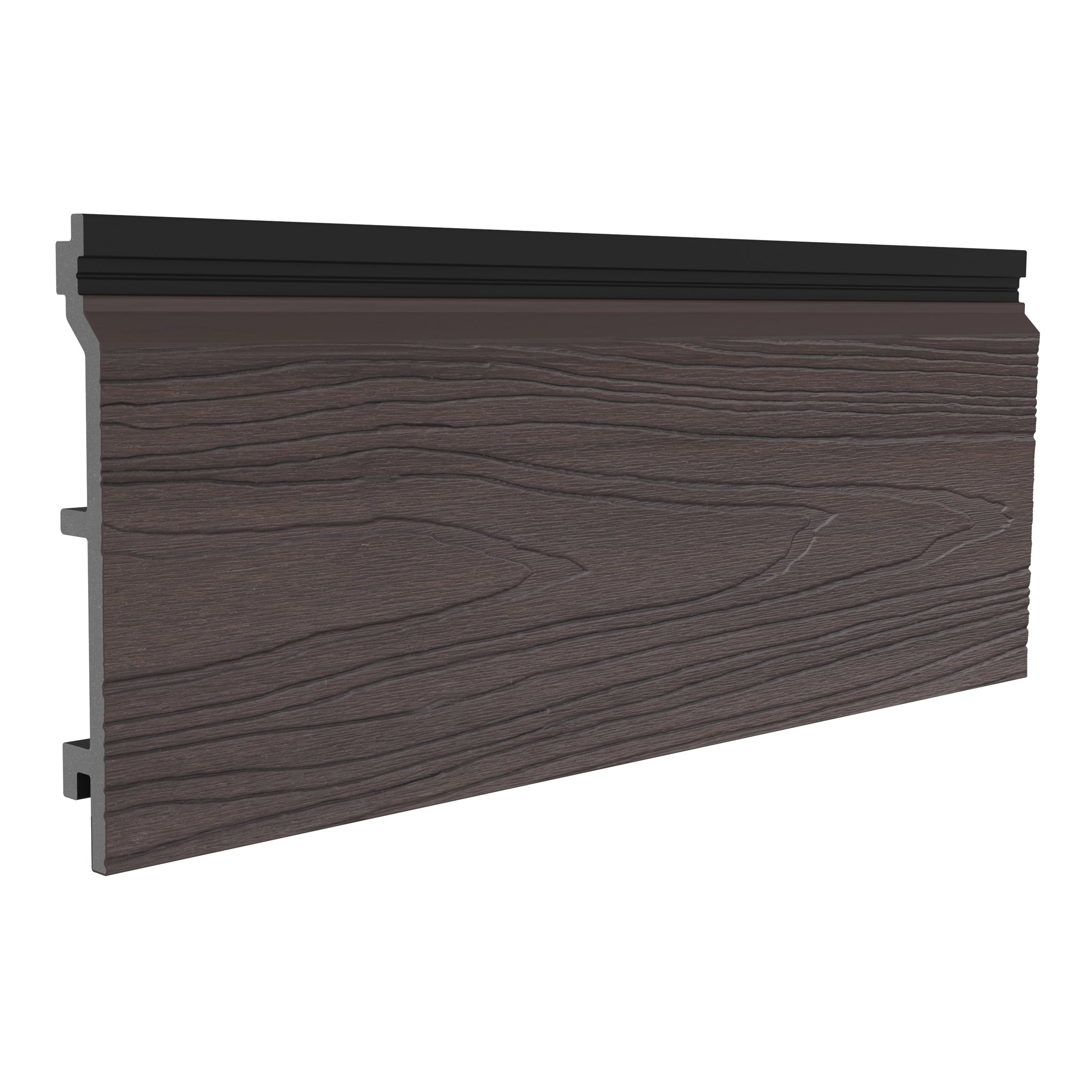 NeoTimber Deluxe Woodgrain Composite Cladding Board – Chocolate – Angled Close Up