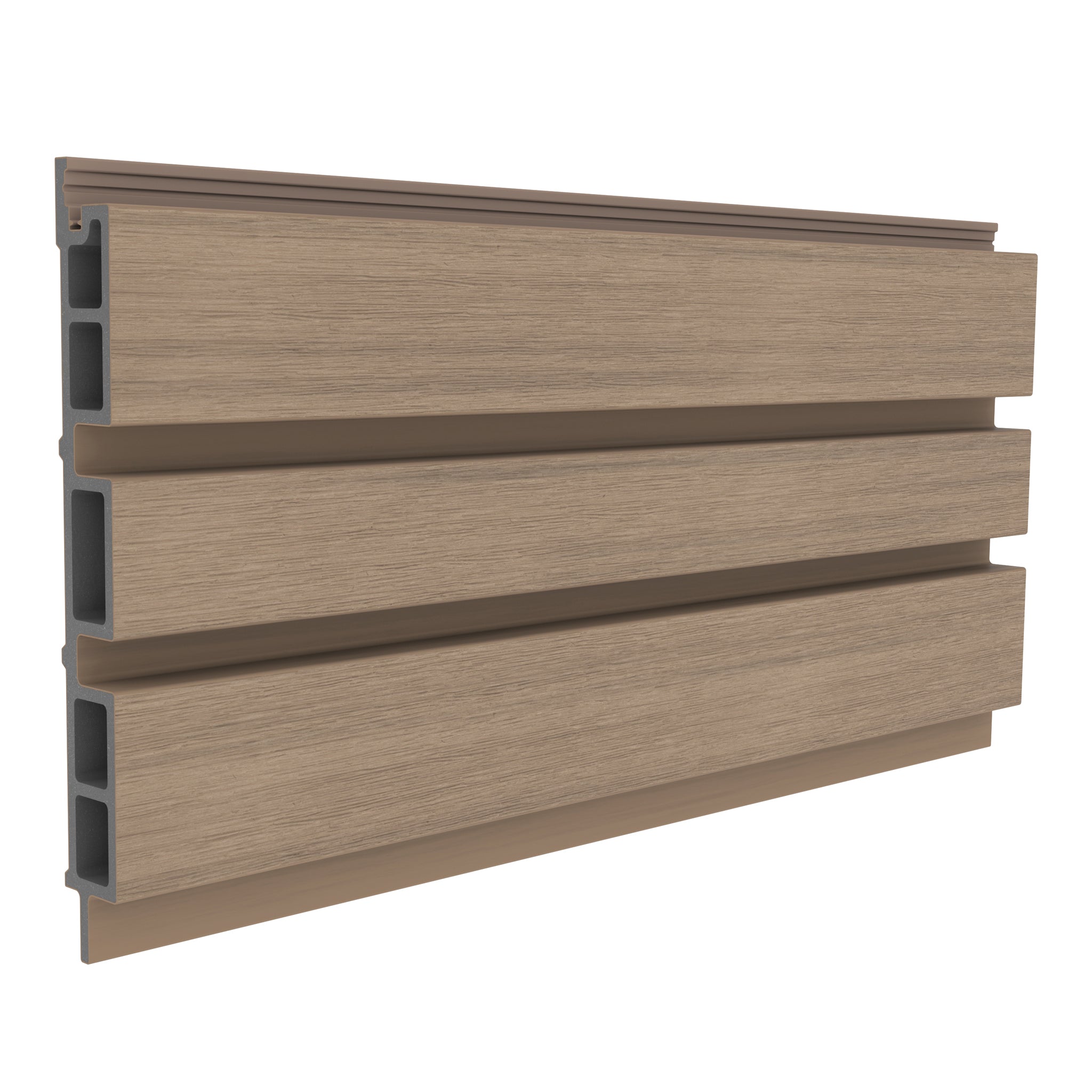 NeoTimber Board and Batten Slatted Composite Cladding Board – Oak – Angled Close Up
