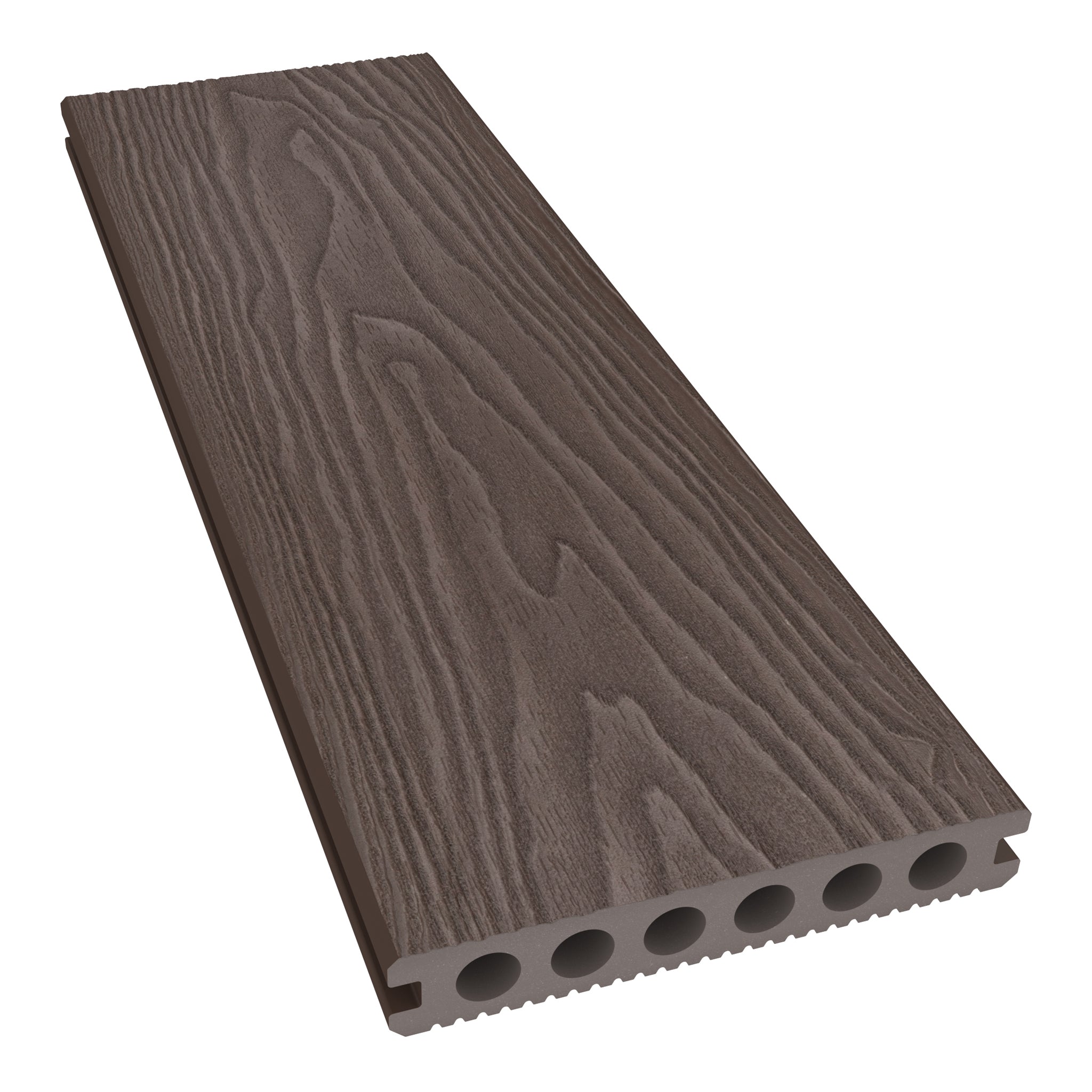 NeoTimber Classic Hollow Composite Decking – Chocolate – Angled Close Up