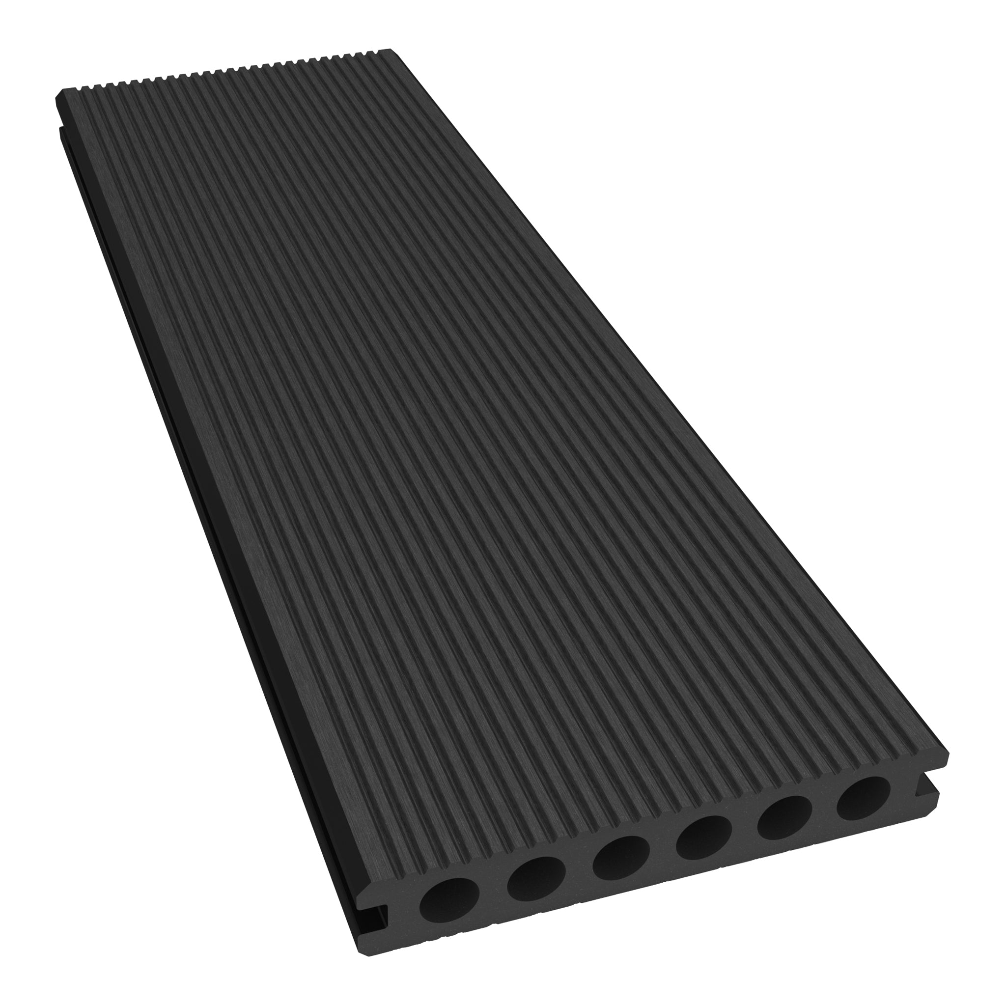 NeoTimber Classic Hollow Composite Decking – Charcoal – Angled Close Up - Grooved