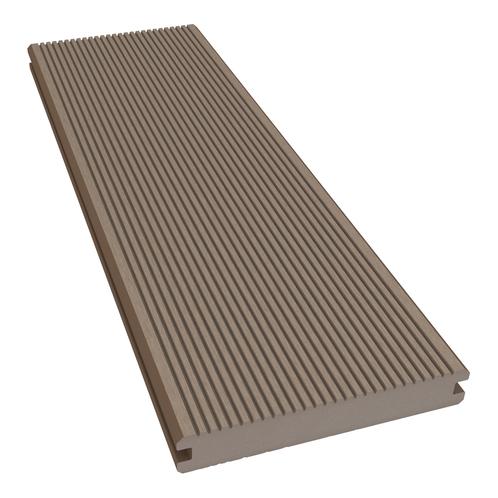 NeoTimber Classic Solid Composite Decking – Teak – Angled Close Up - Grooved