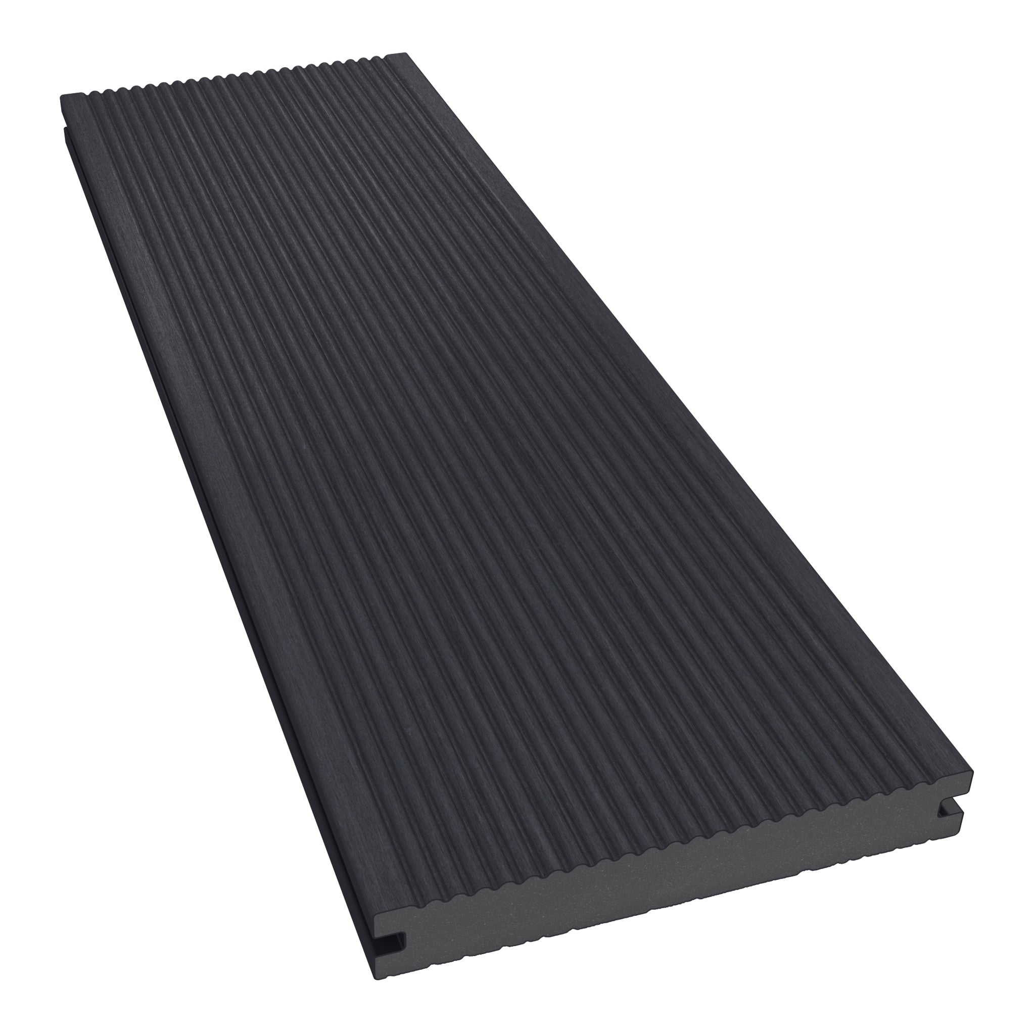 NeoTimber Deluxe Solid Composite Decking – Charcoal – Angled Close-Up - Grooved