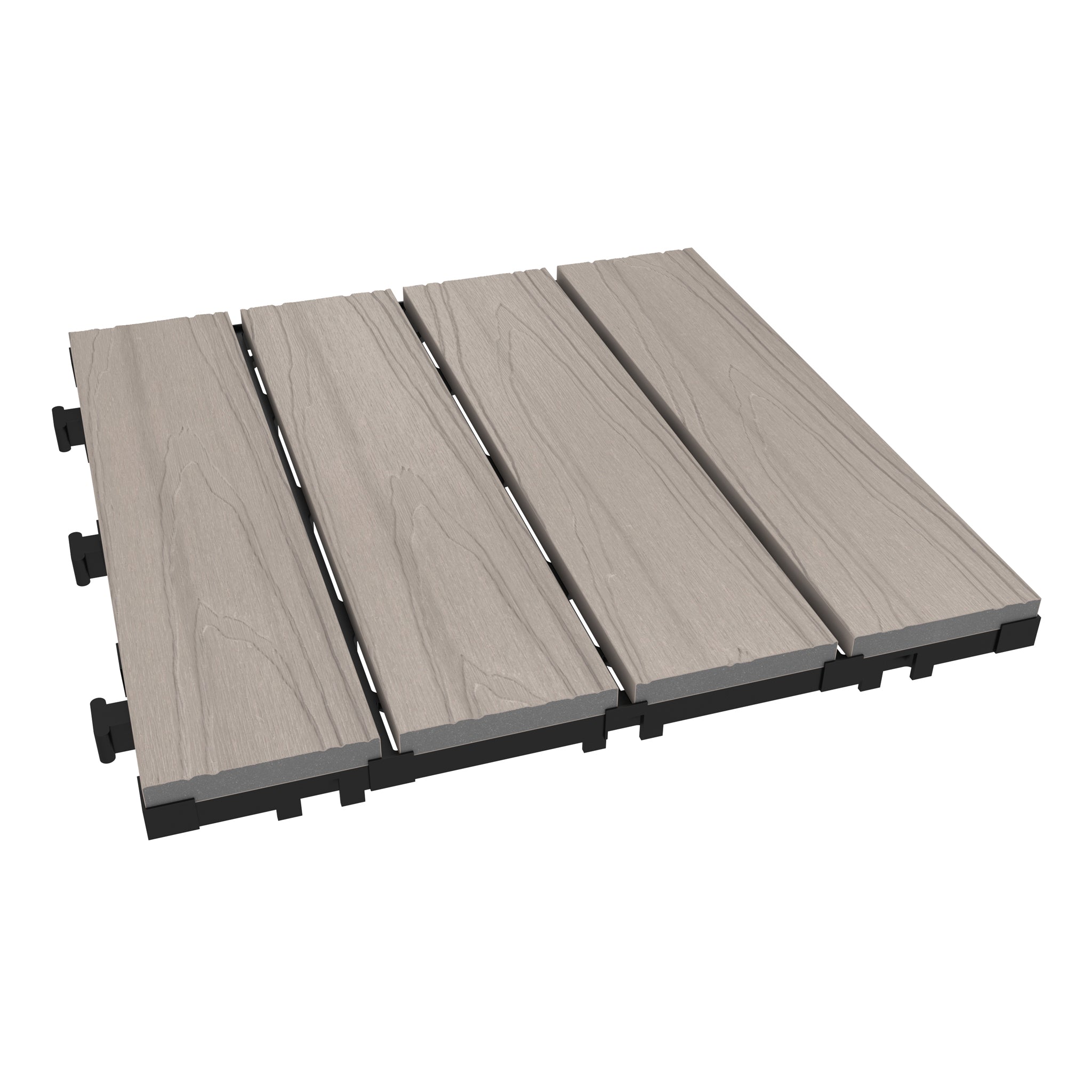 NeoTimber Deluxe Composite Deck Tiles – Ash White – Angled Close Up