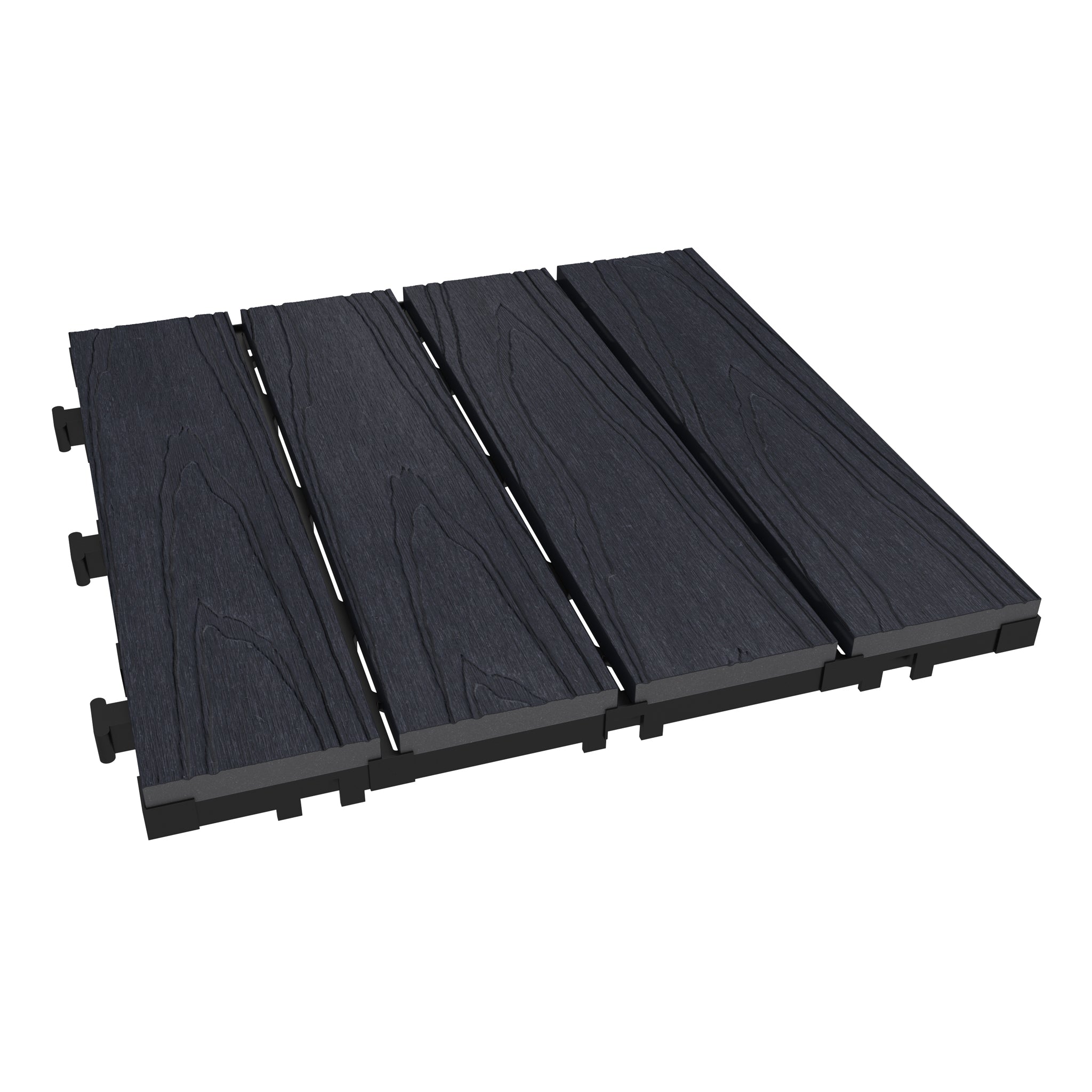NeoTimber Deluxe Composite Deck Tiles – Charcoal – Angled Close Up