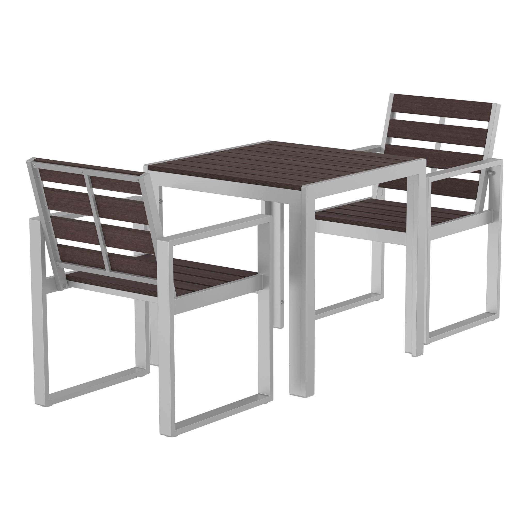 NeoTimber 2-Seater Composite Patio Furniture Set - Chocolate – Angled Close Up