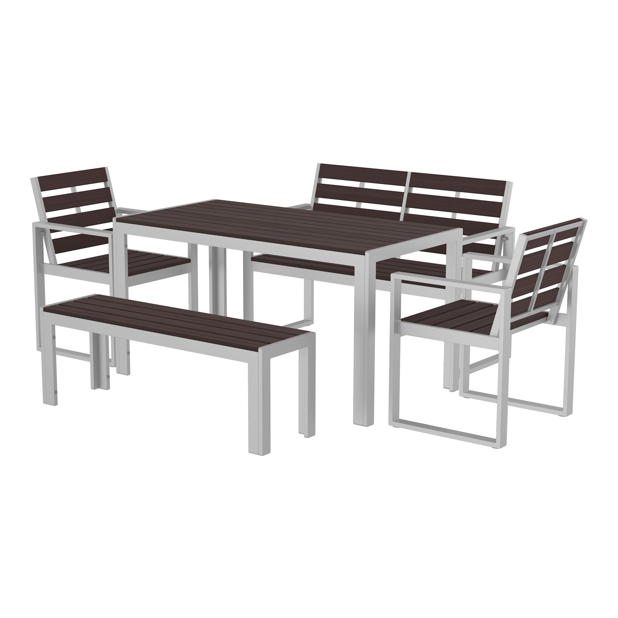 NeoTimber 6-Seater Composite Patio Furniture Set – Chocolate – Angled Close Up