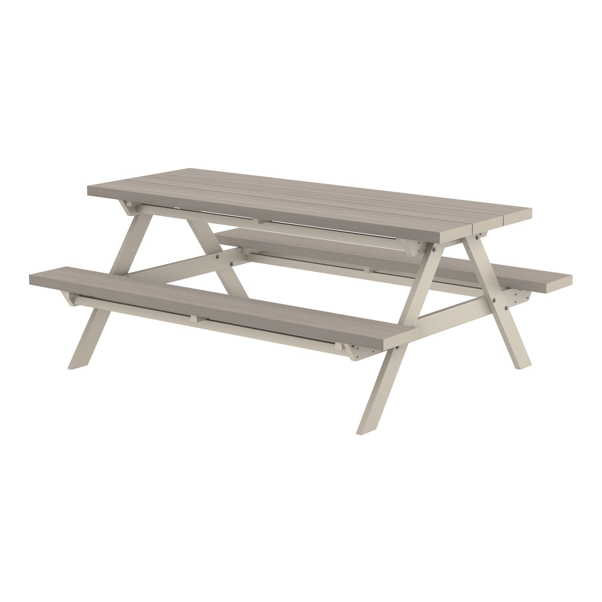 NeoTimber Composite Picnic Table Composite Furniture – Ash White – Angled Close Up