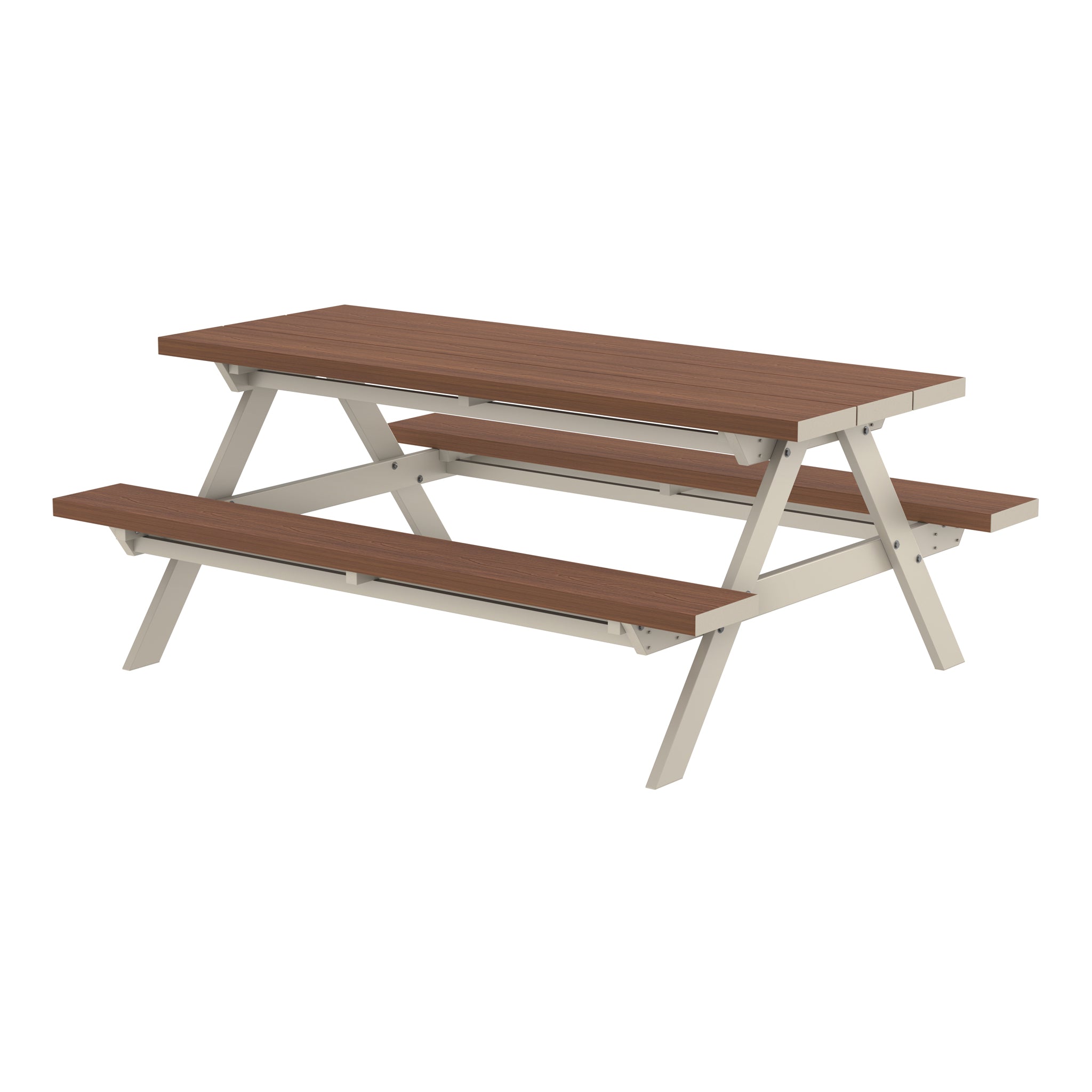 NeoTimber Composite Picnic Table Composite Furniture – Teak – Angled Close Up