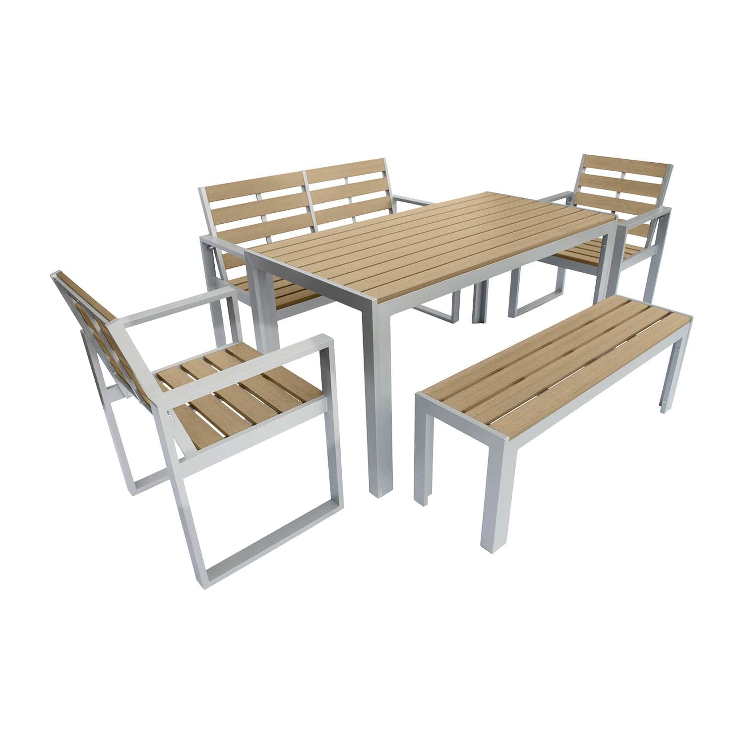 6-Seater Composite Patio Outdoor Furniture Set Oak