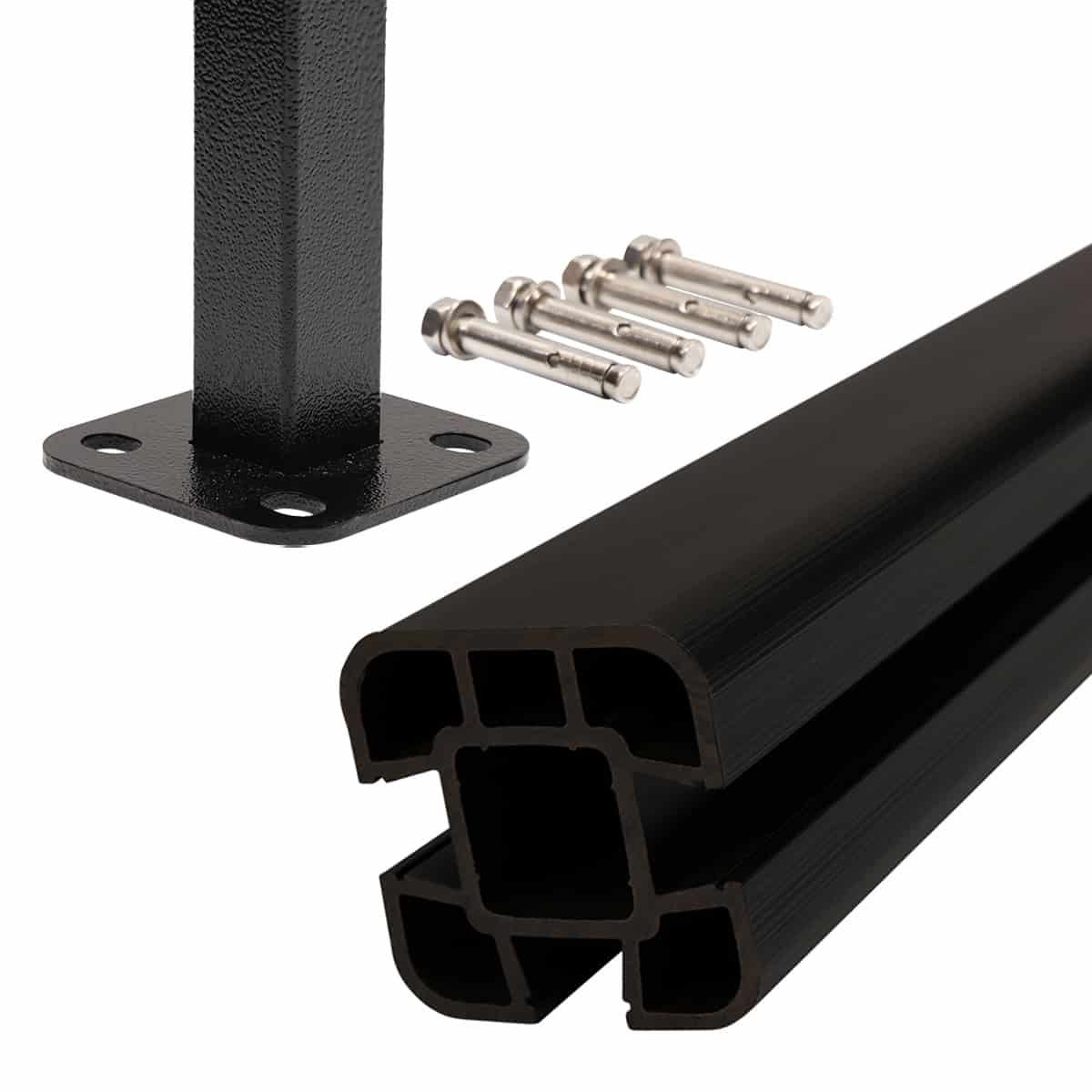 1.8m Composite Fence Post Set - Hard Ground Charcoal