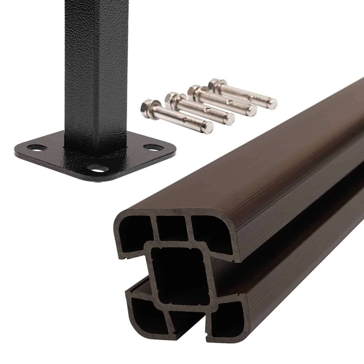 1.8m Composite Fence Post Set - Hard Ground Chocolate