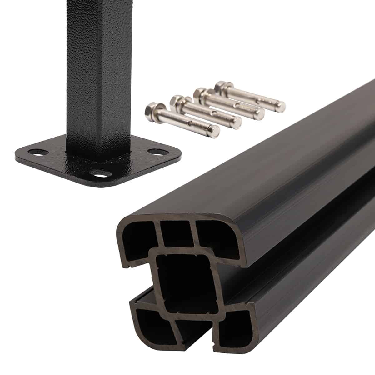 1.8m Composite Fence Post Set - Hard Ground Grey