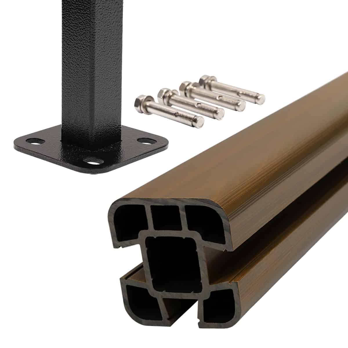 1.8m Composite Fence Post Set - Hard Ground Teak