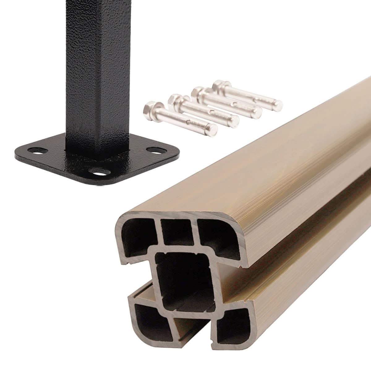 1.8m Composite Fence Post Set - Hard Ground Ash White