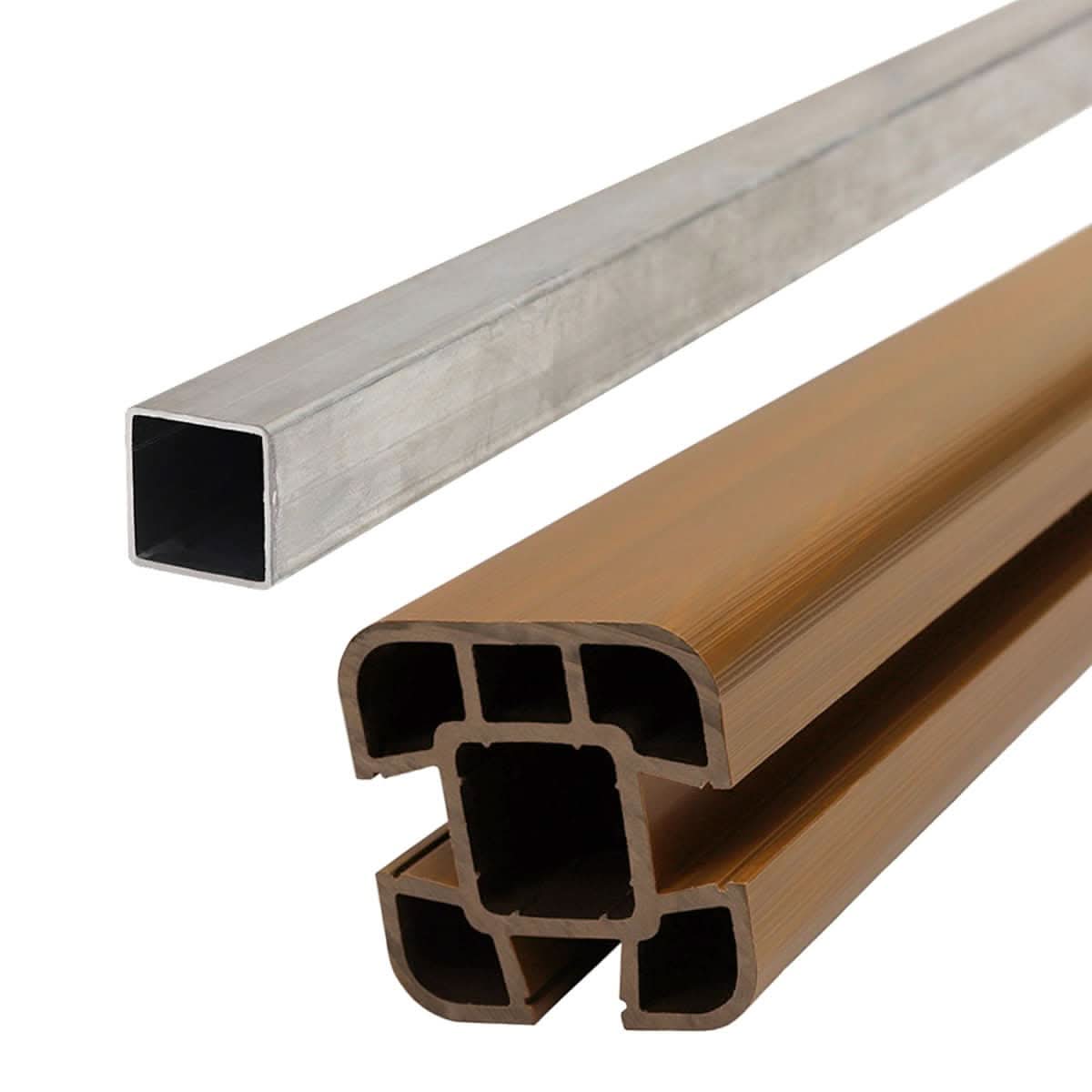 1.8m Composite Fence Post Set For Soft Ground Oak