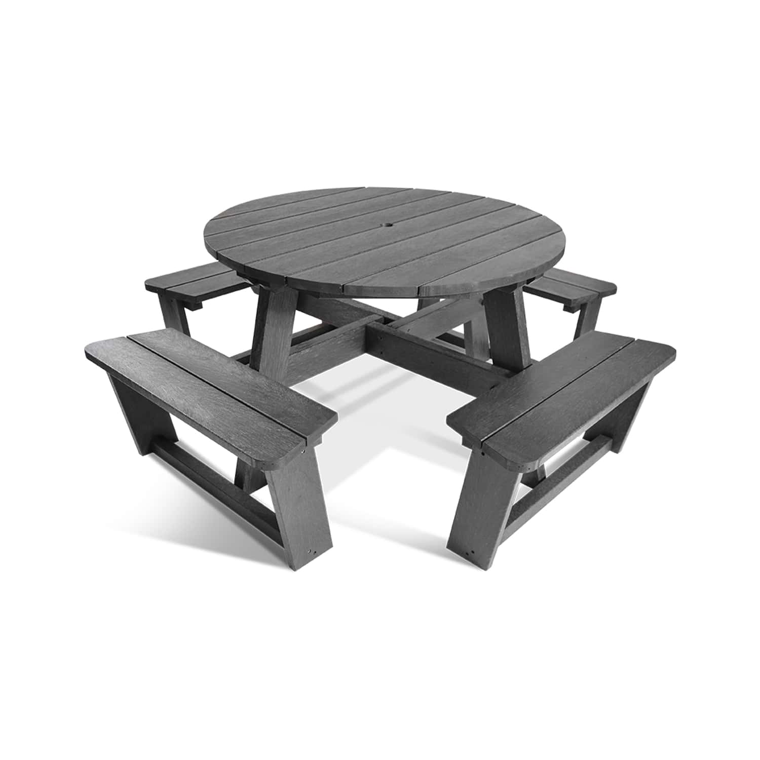 Round Picnic Table Black Without Backrests