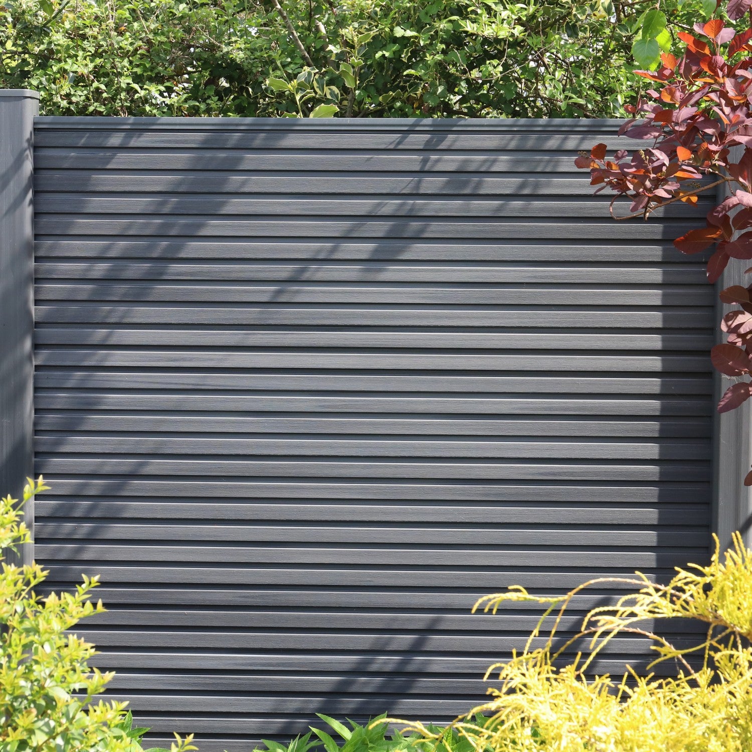 NeoTimber Slatted Composite Fence Panel Set - Two tone colour shading