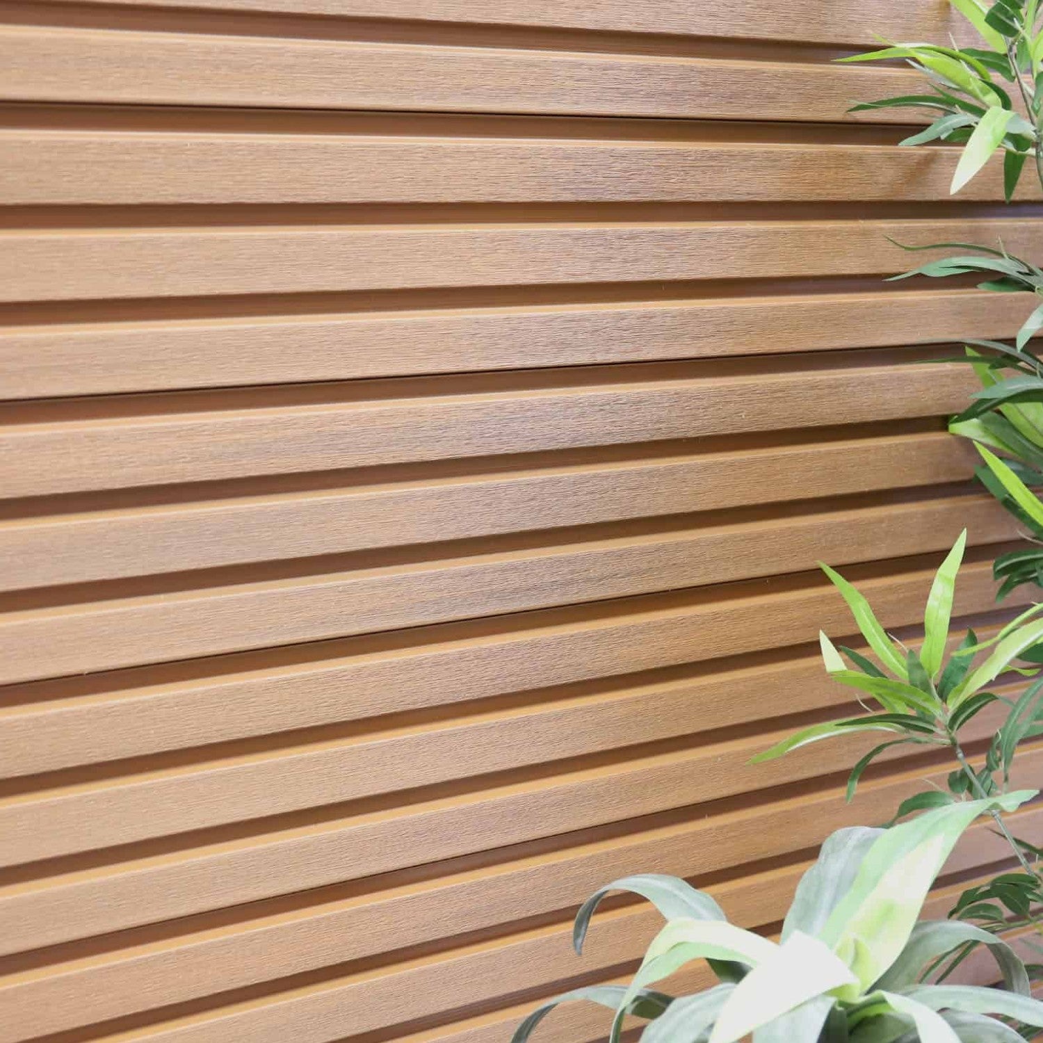 NeoTimber Slatted Composite Fence Panel Set With Contemporary Screen - Slatted batten finish
