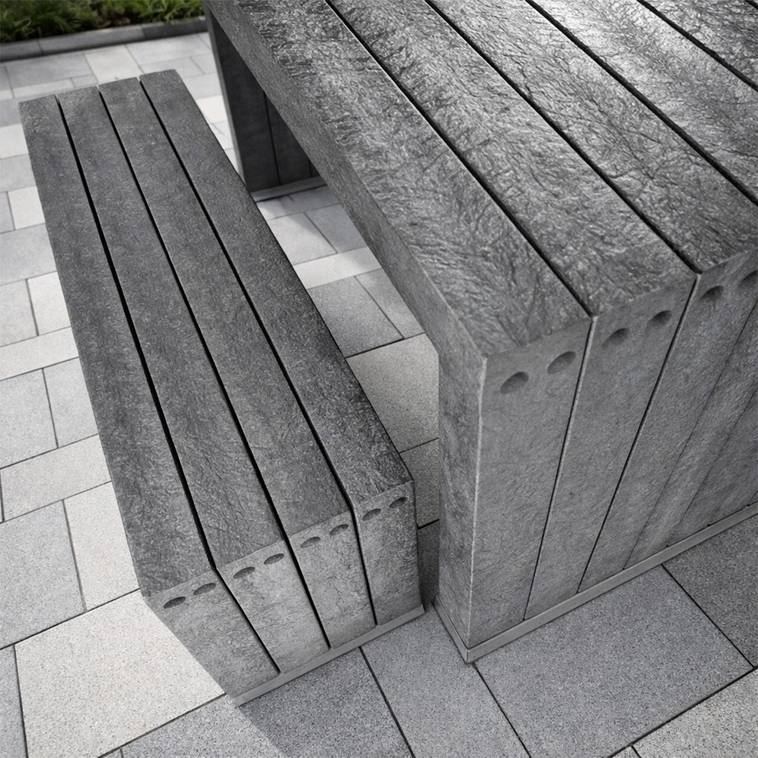 Recycled Plastic Space Saver Table & Bench Set - Compact and comfortable