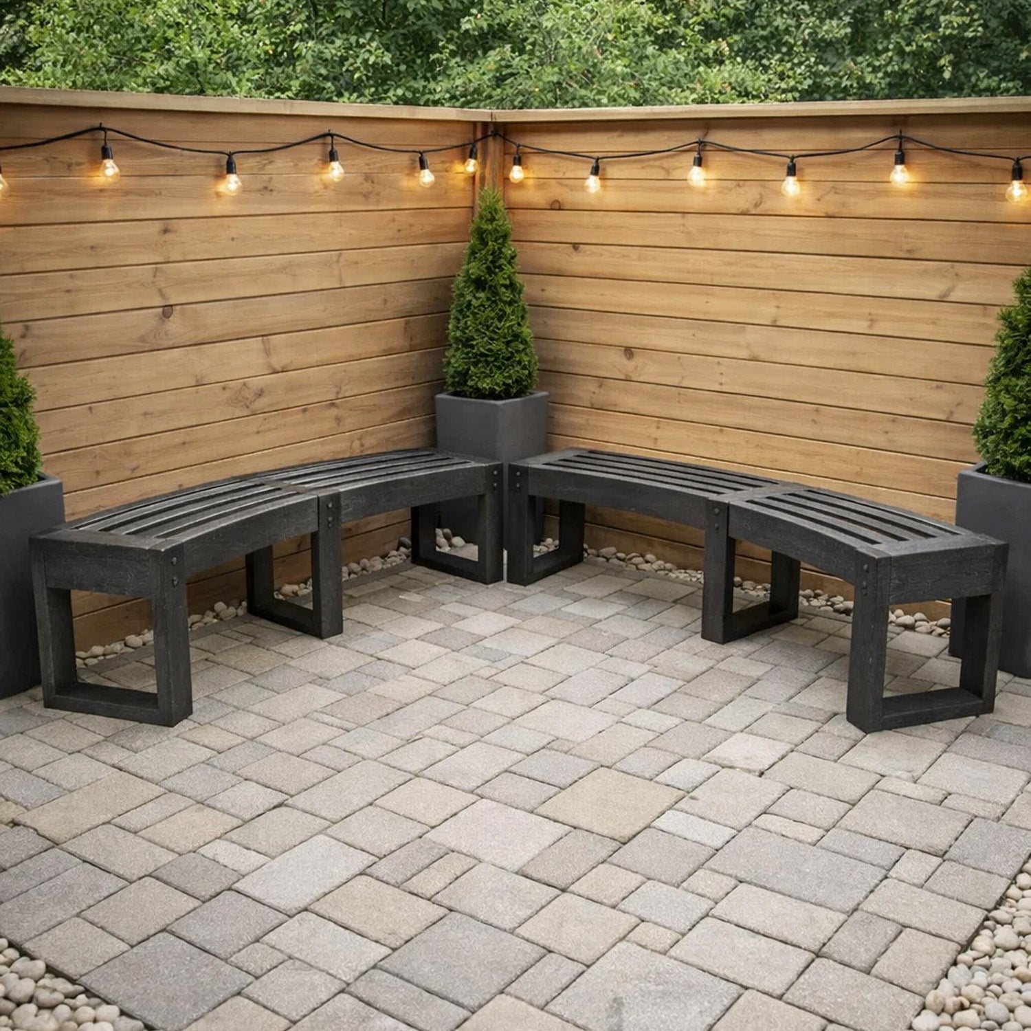 Recycled Plastic Curved Edge Bench - Multi-unit installation