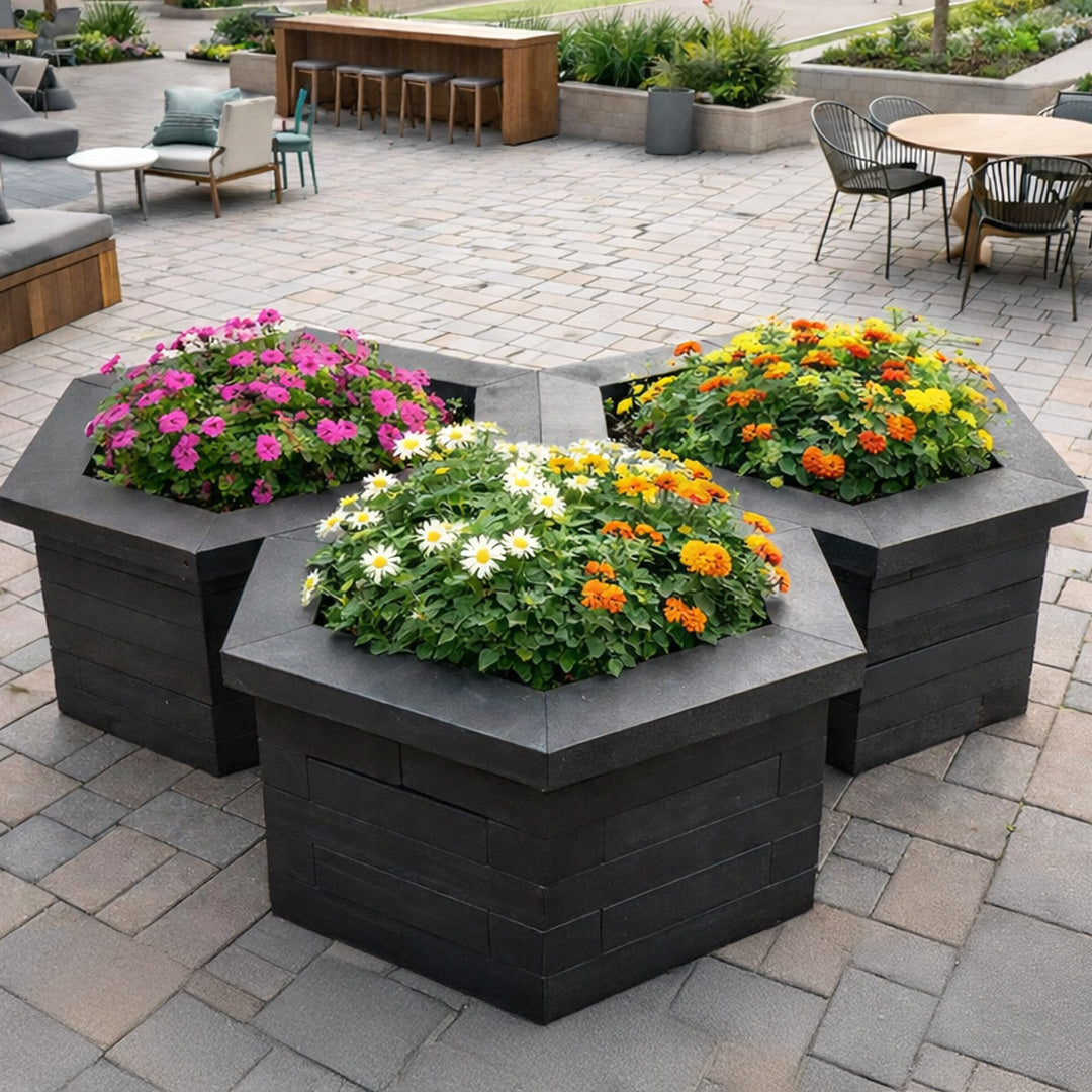 Recycled Plastic Hexagonal Planter - Interlocking configuration